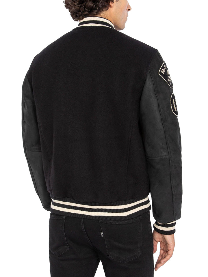 Schott Varsity Motor Patched Jacket Nero