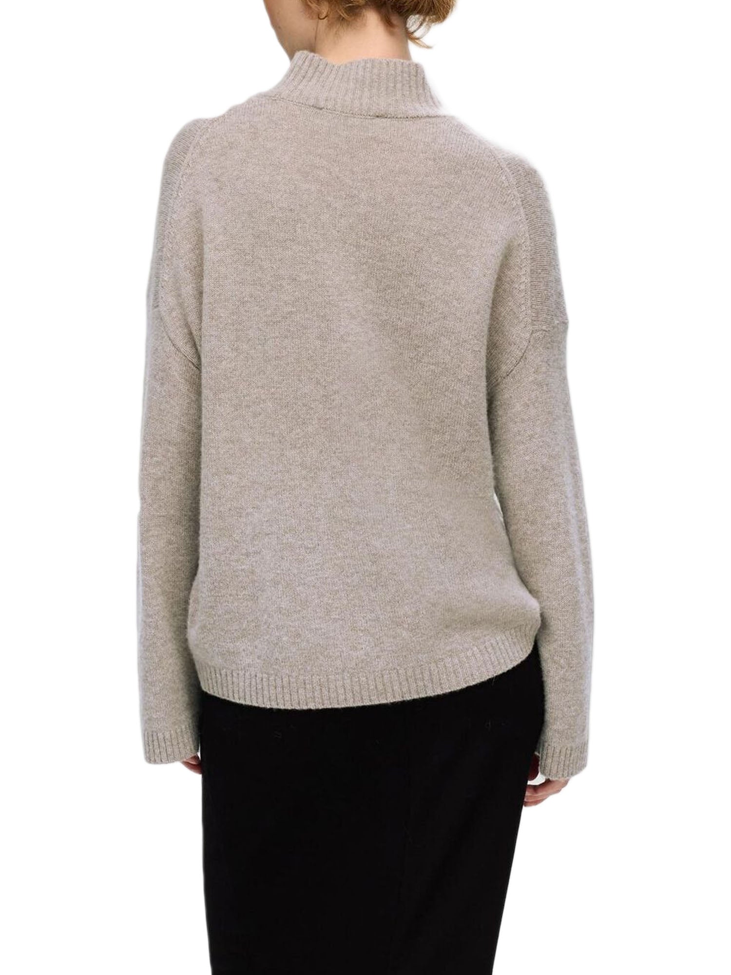 Selected Slfcille Ls Knit High Neck Beige