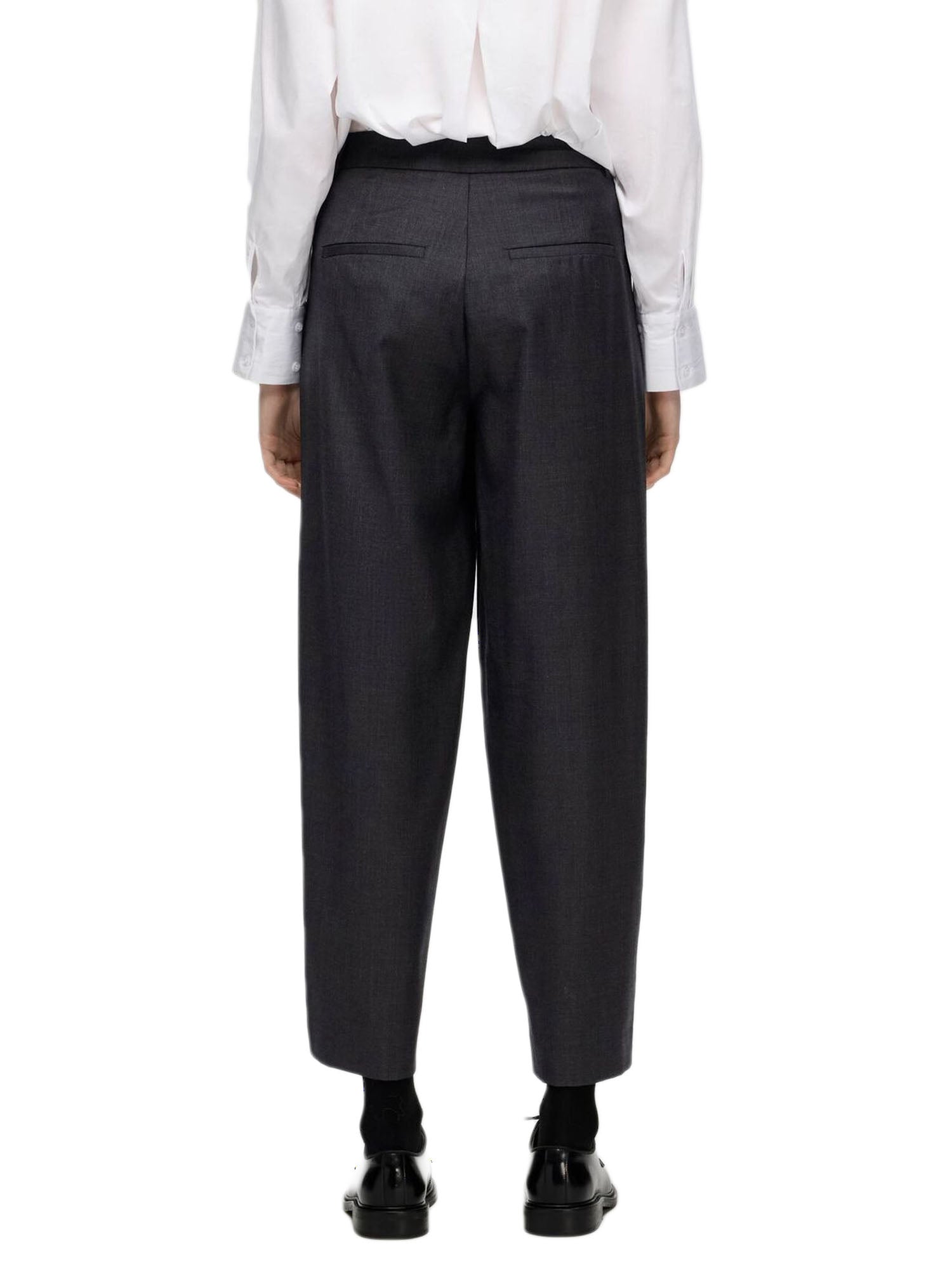 Selected Slfluah Hw Barrel Wool Pant Grigio