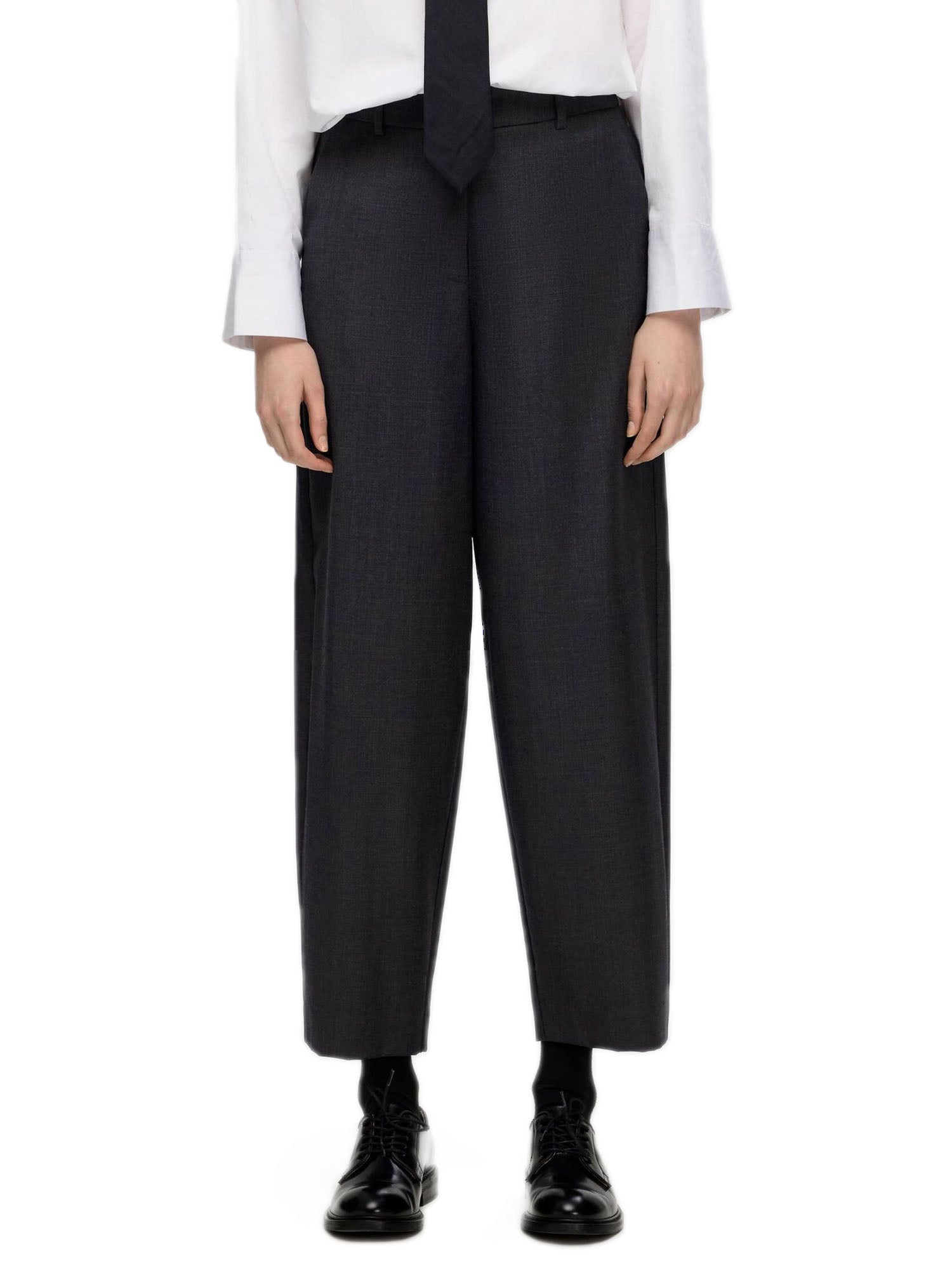 Selected Slfluah Hw Barrel Wool Pant Grigio