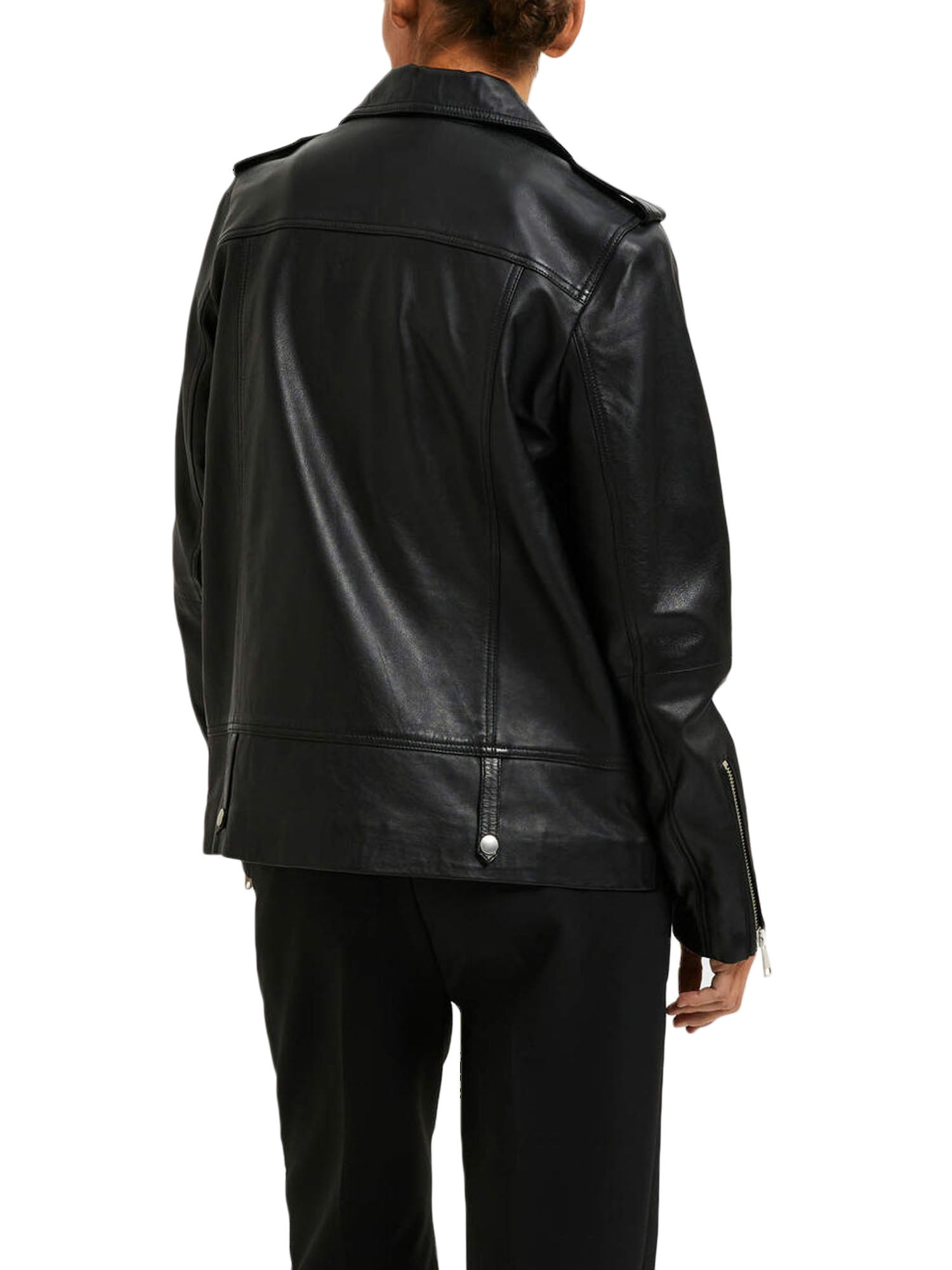 Selected Slfmadison Leather Jacket B Noos Nero