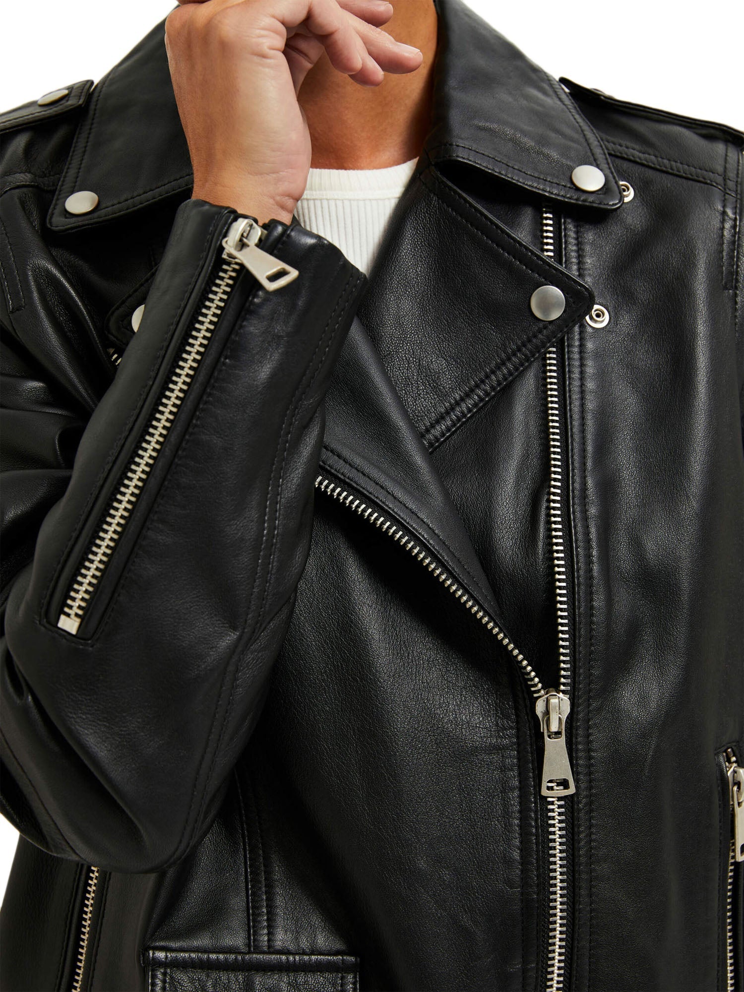 Selected Slfmadison Leather Jacket B Noos Nero