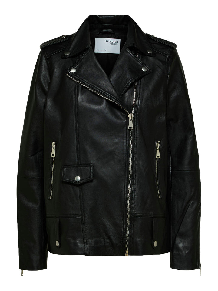 Selected Slfmadison Leather Jacket B Noos Nero