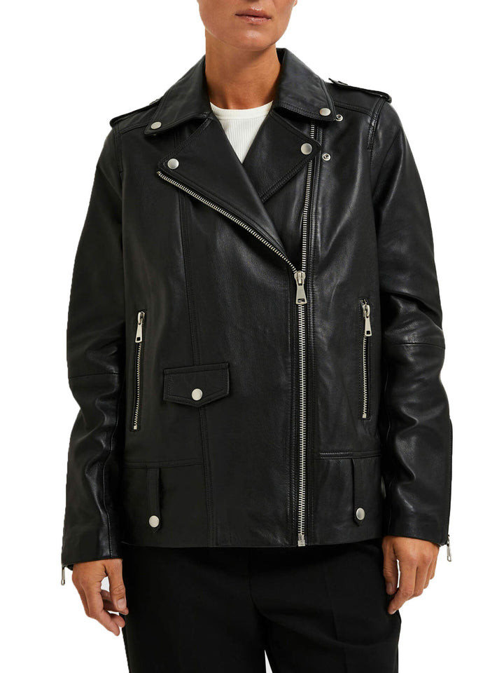 Selected Slfmadison Leather Jacket B Noos Nero