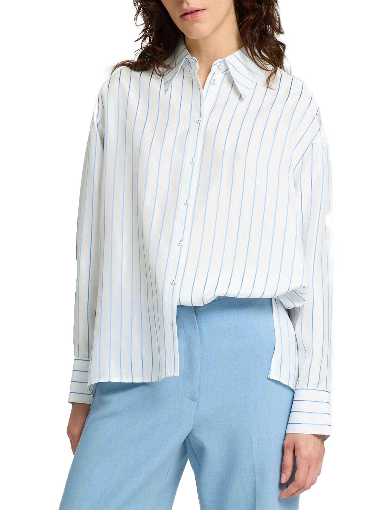 Selected Slfmairin Ls Striped Shirt Bianco