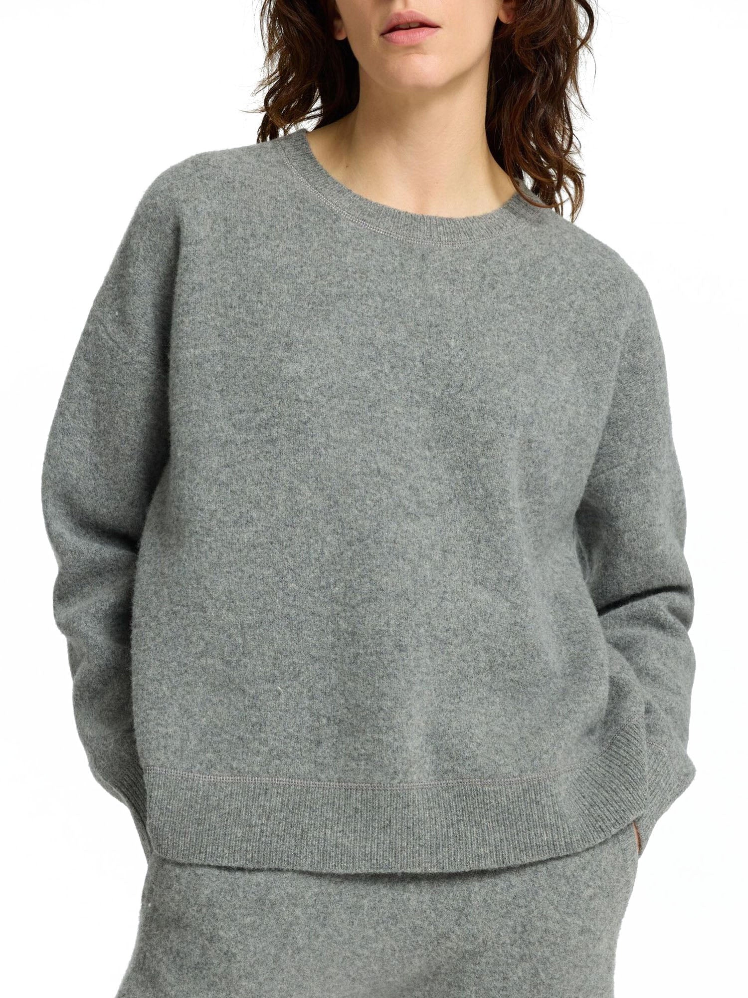 Selected Slfnukki Ls Knit O Neck Grigio