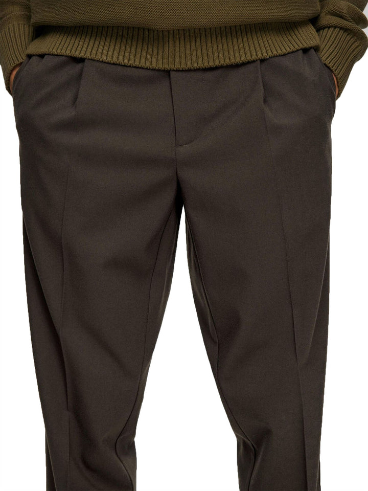 Selected Slh190 Reg Tapered Leroy Pleat Pant Marrone