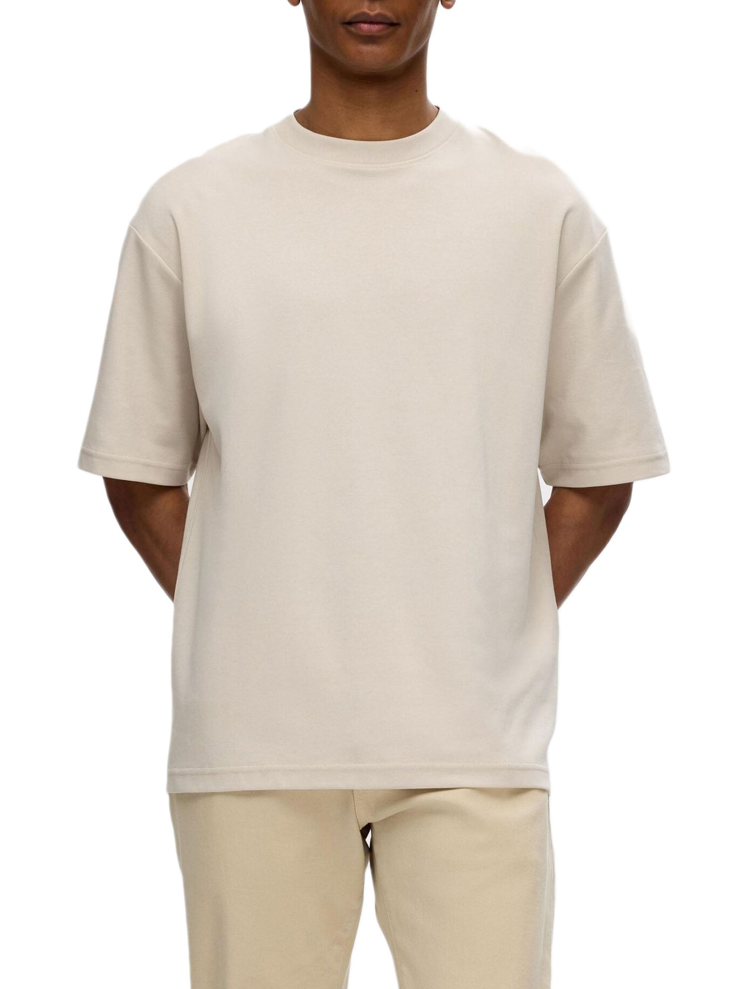 Selected Slhlooseoscar Ss O Neck Tee Beige