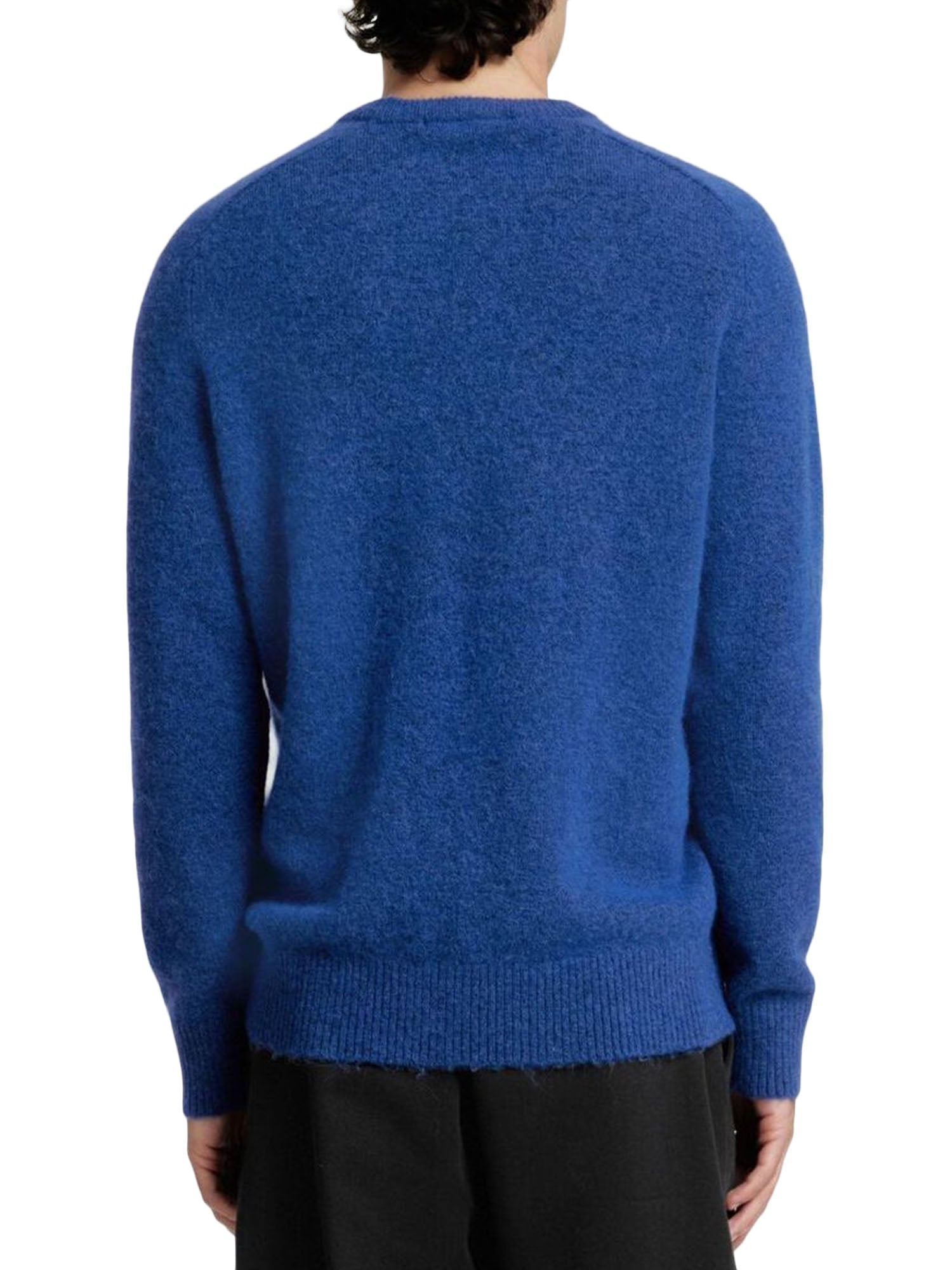 Selected Slhrai Ls Knit Crew Neck Blu