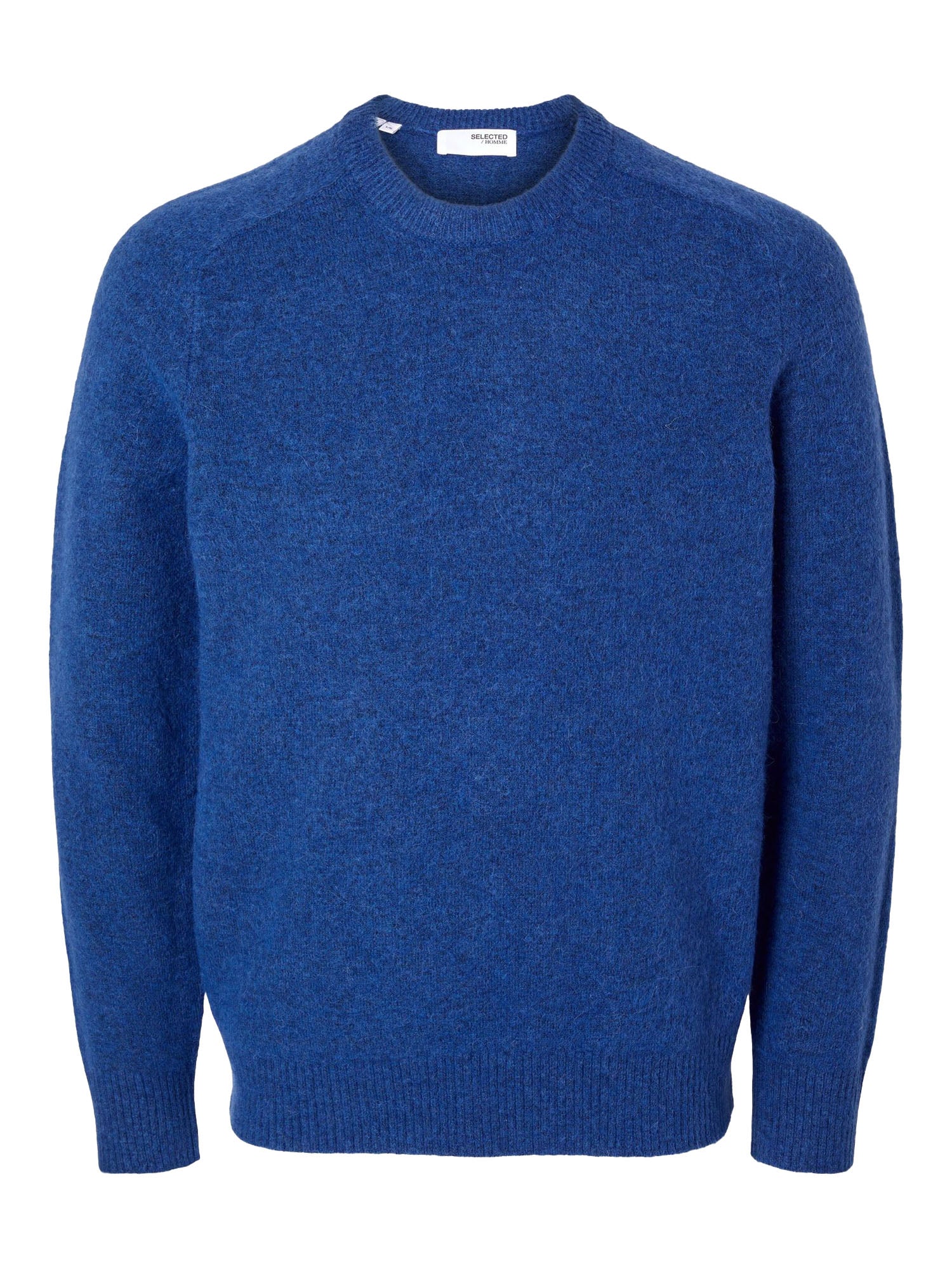 Selected Slhrai Ls Knit Crew Neck Blu