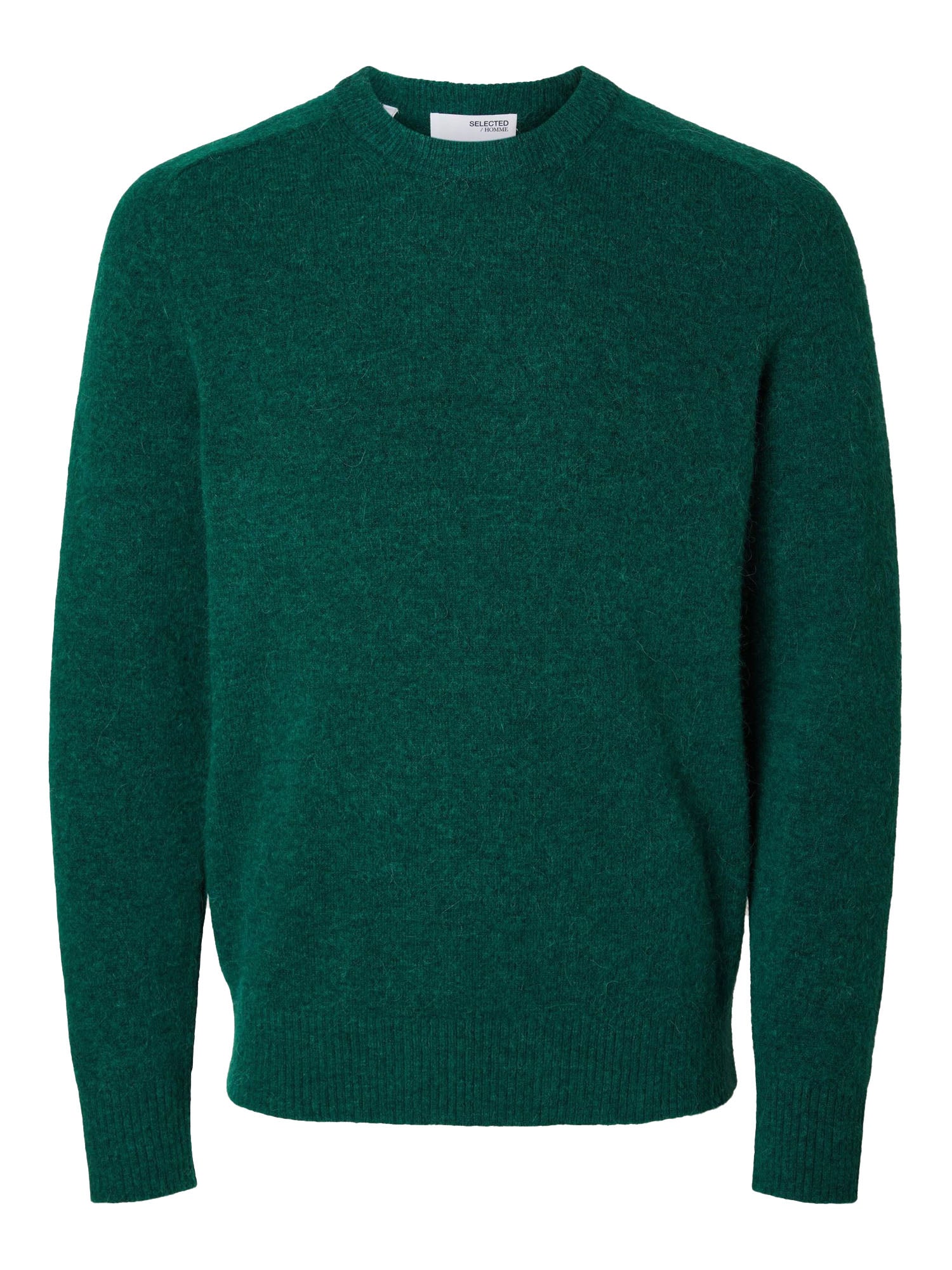 Selected Slhrai Ls Knit Crew Neck Verde