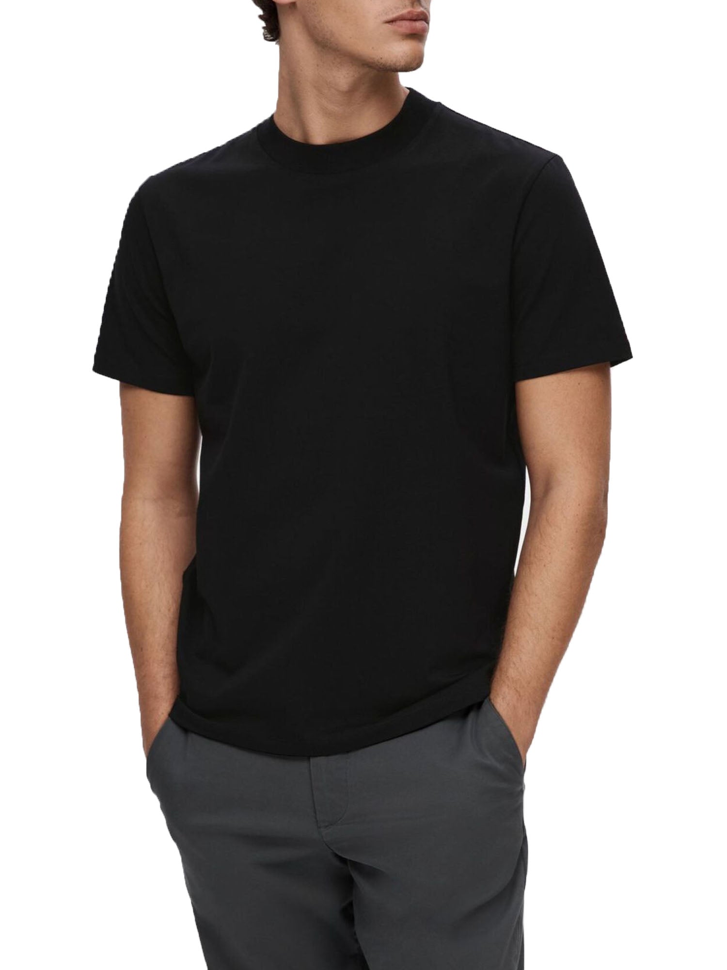 Selected Slhrory Ss O Neck Tee B Nero