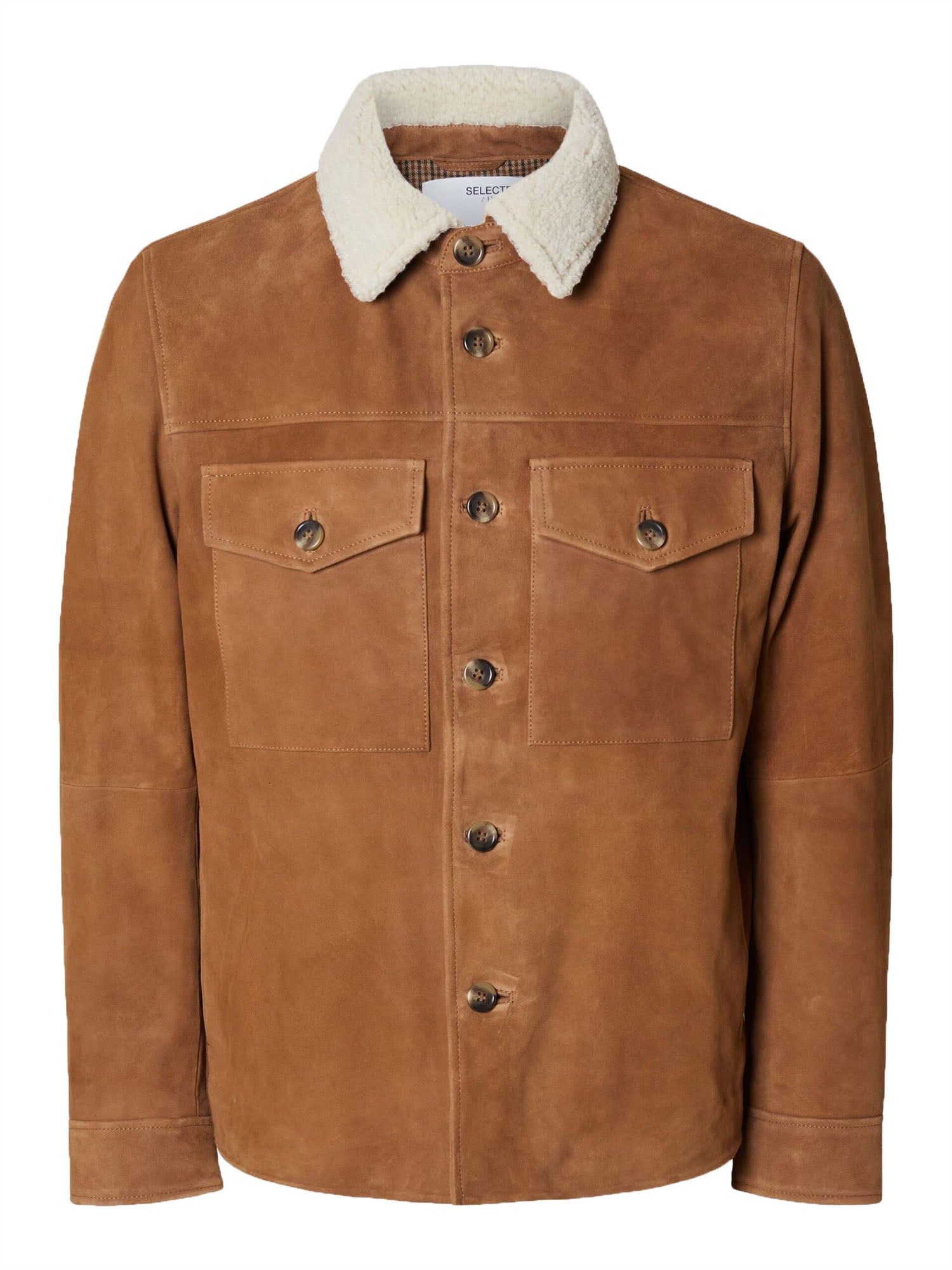 Selected Slhross Suede Overshirt Marrone