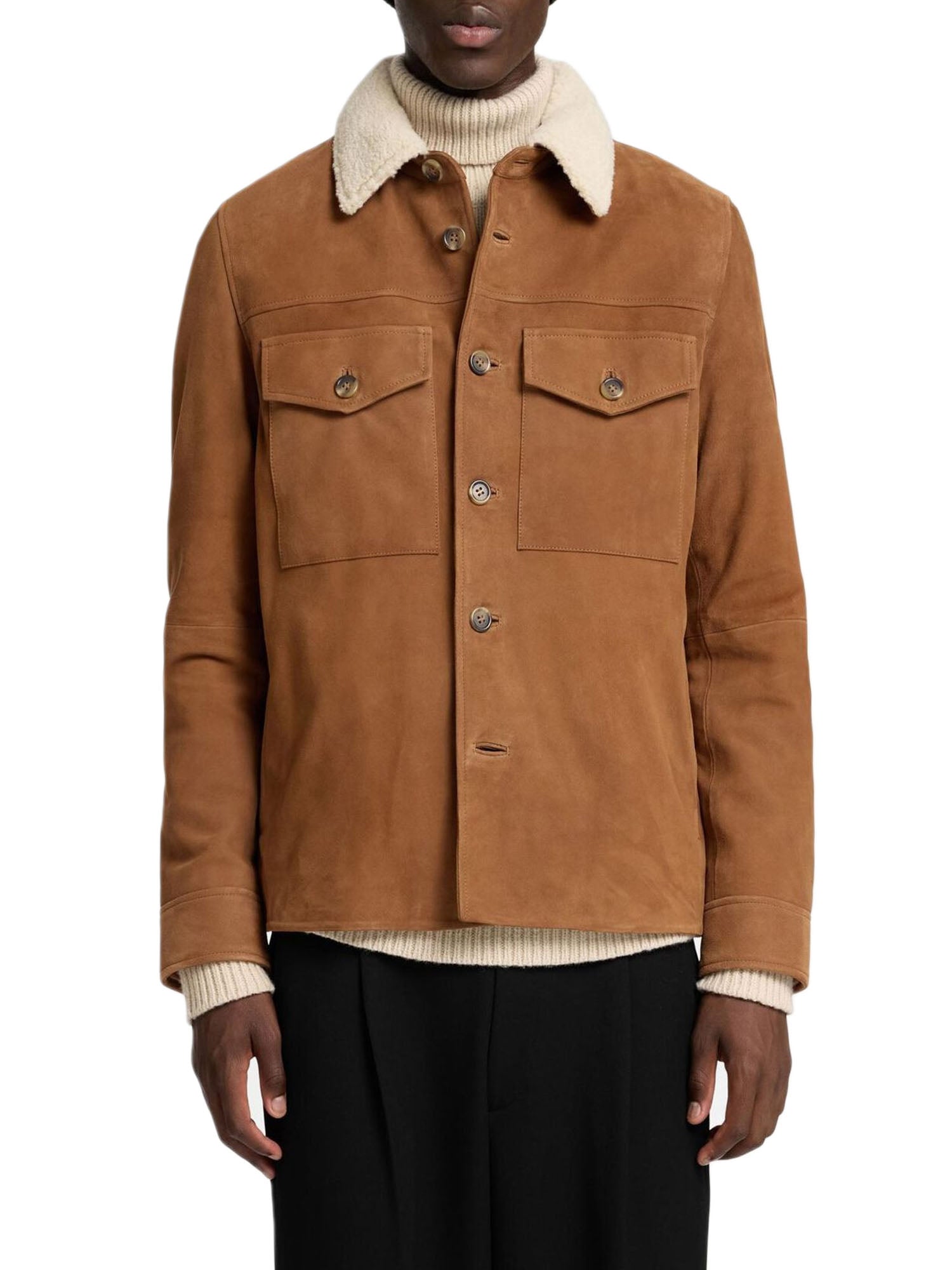 Selected Slhross Suede Overshirt Marrone