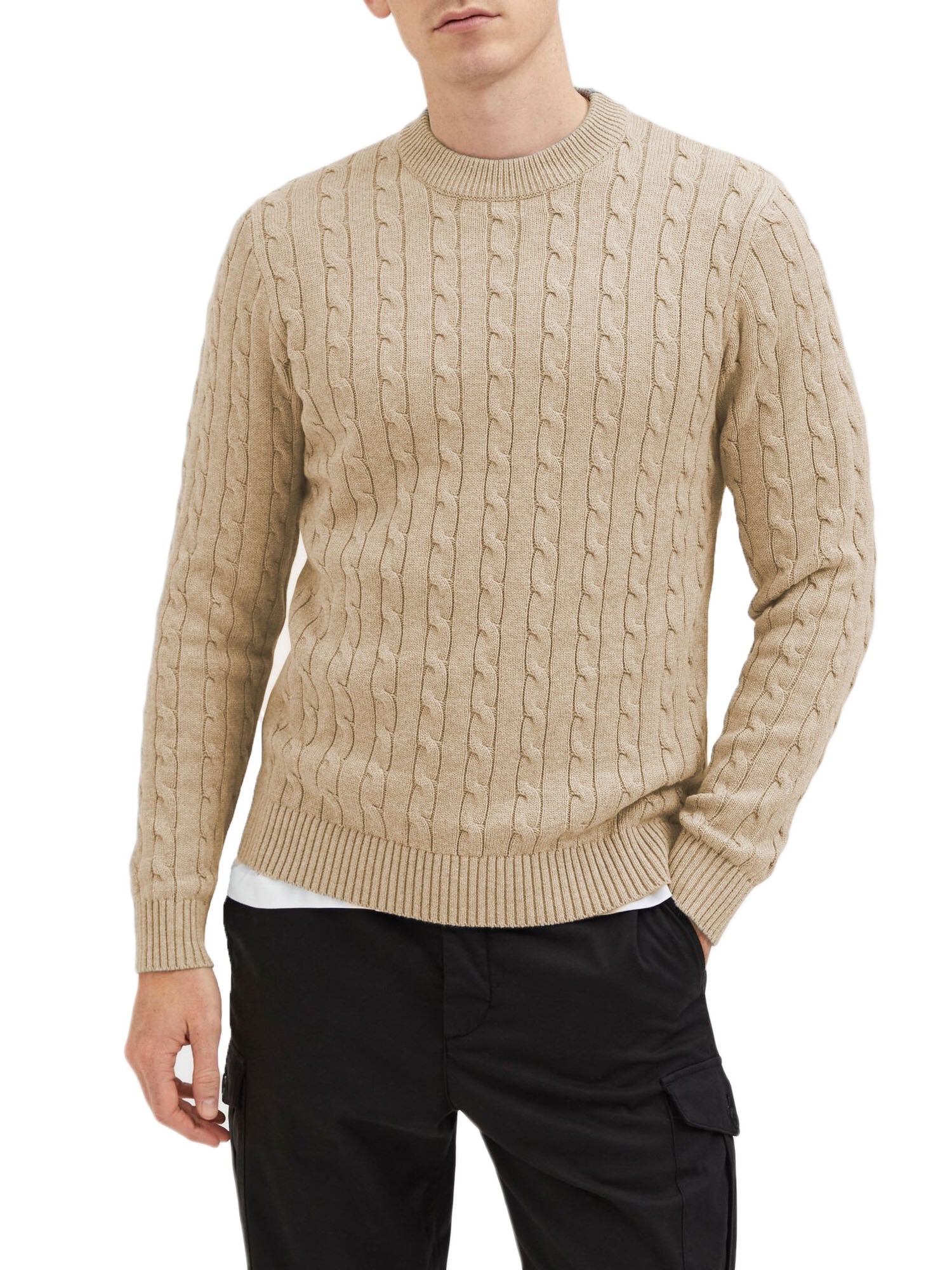 Selected Slhryan Structure Crew Neck Beige