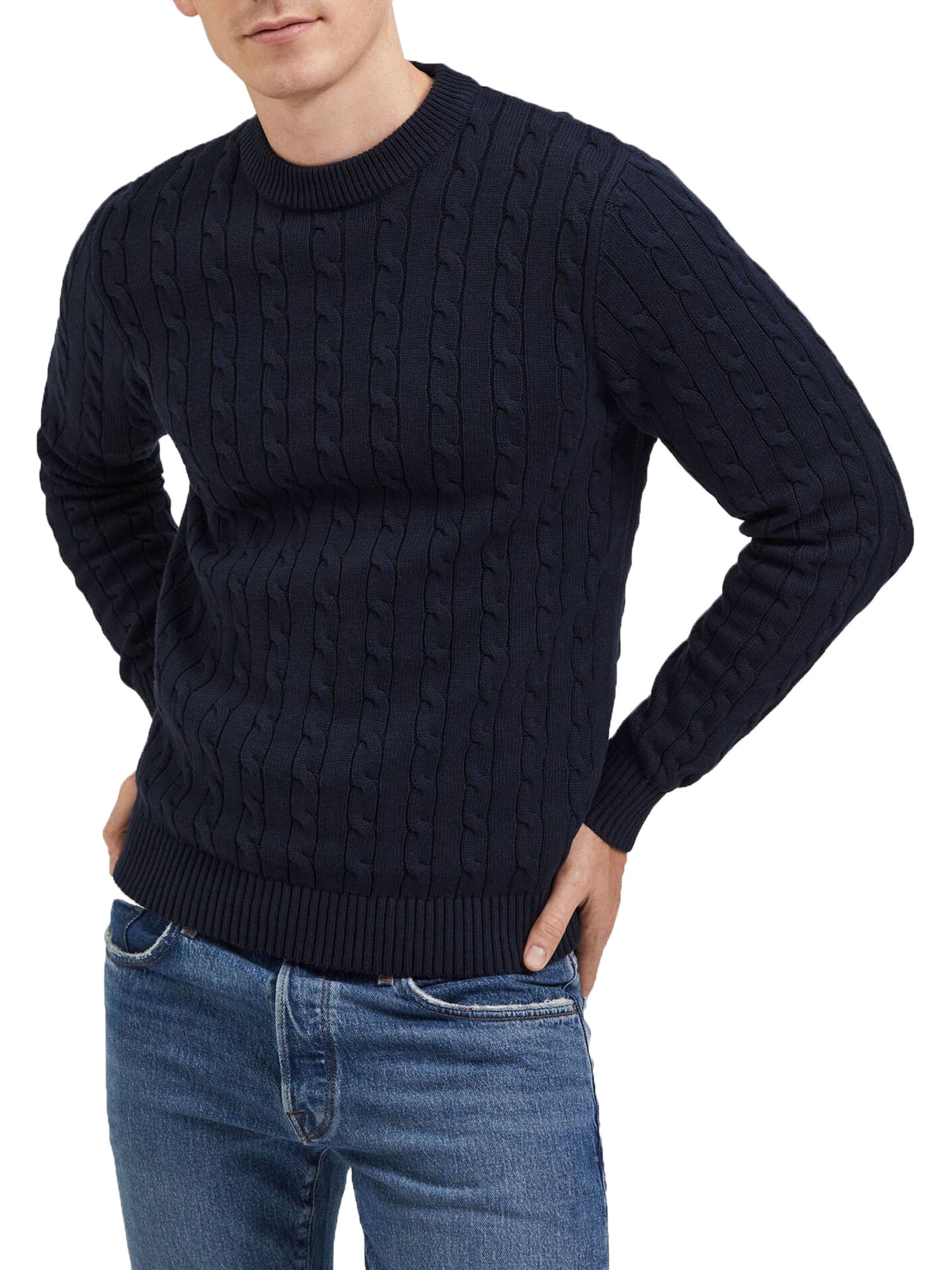 Selected Slhryan Structure Crew Neck Blu