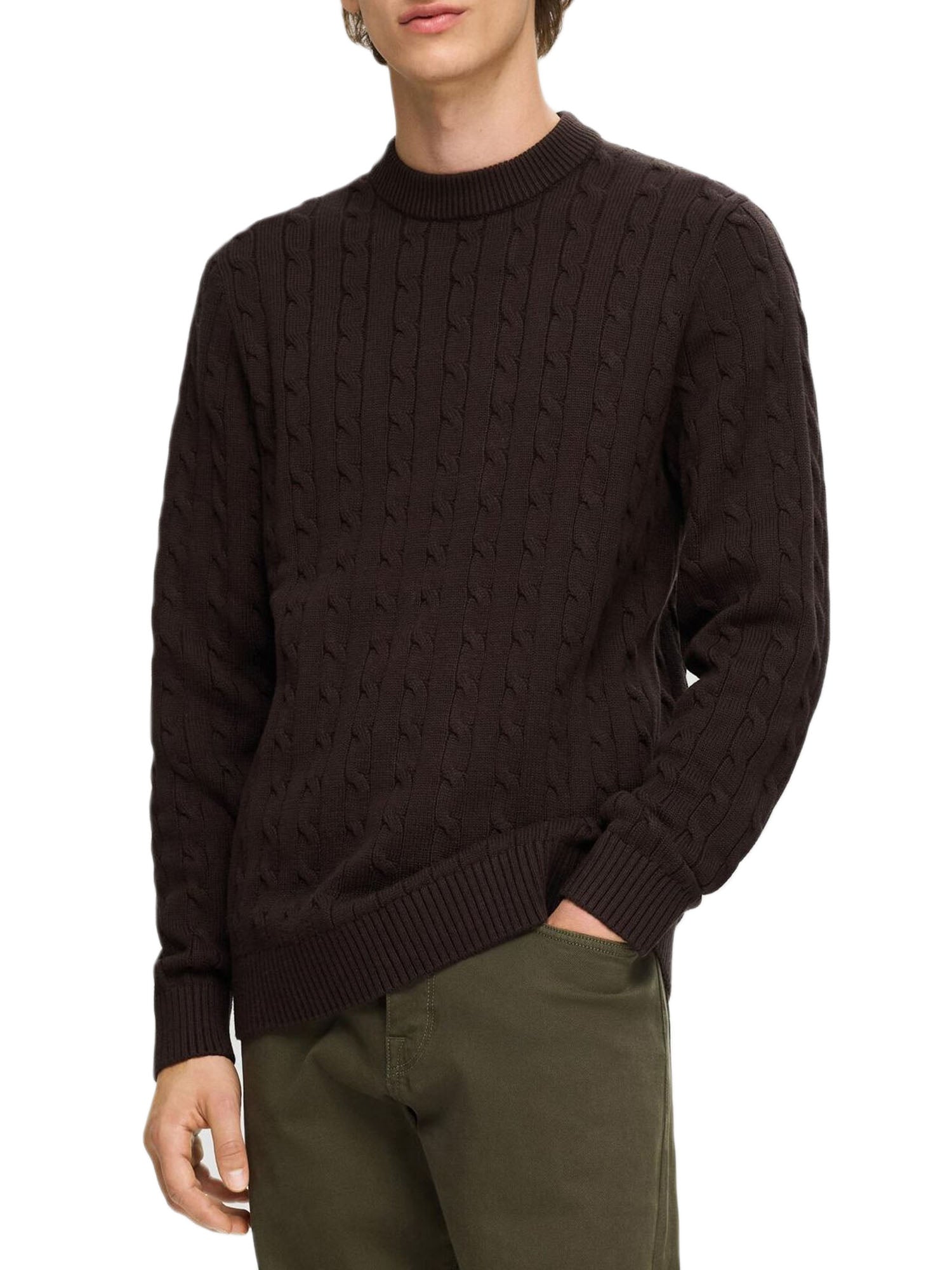 Selected Slhryan Structure Crew Neck Marrone