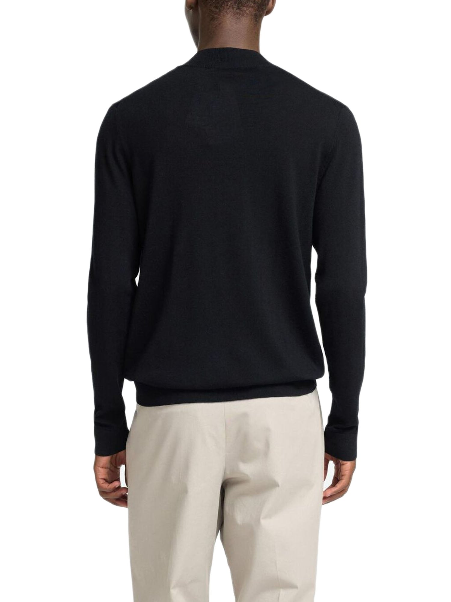 Selected Slhtray Ls Knit Merino Mock Neck Nero