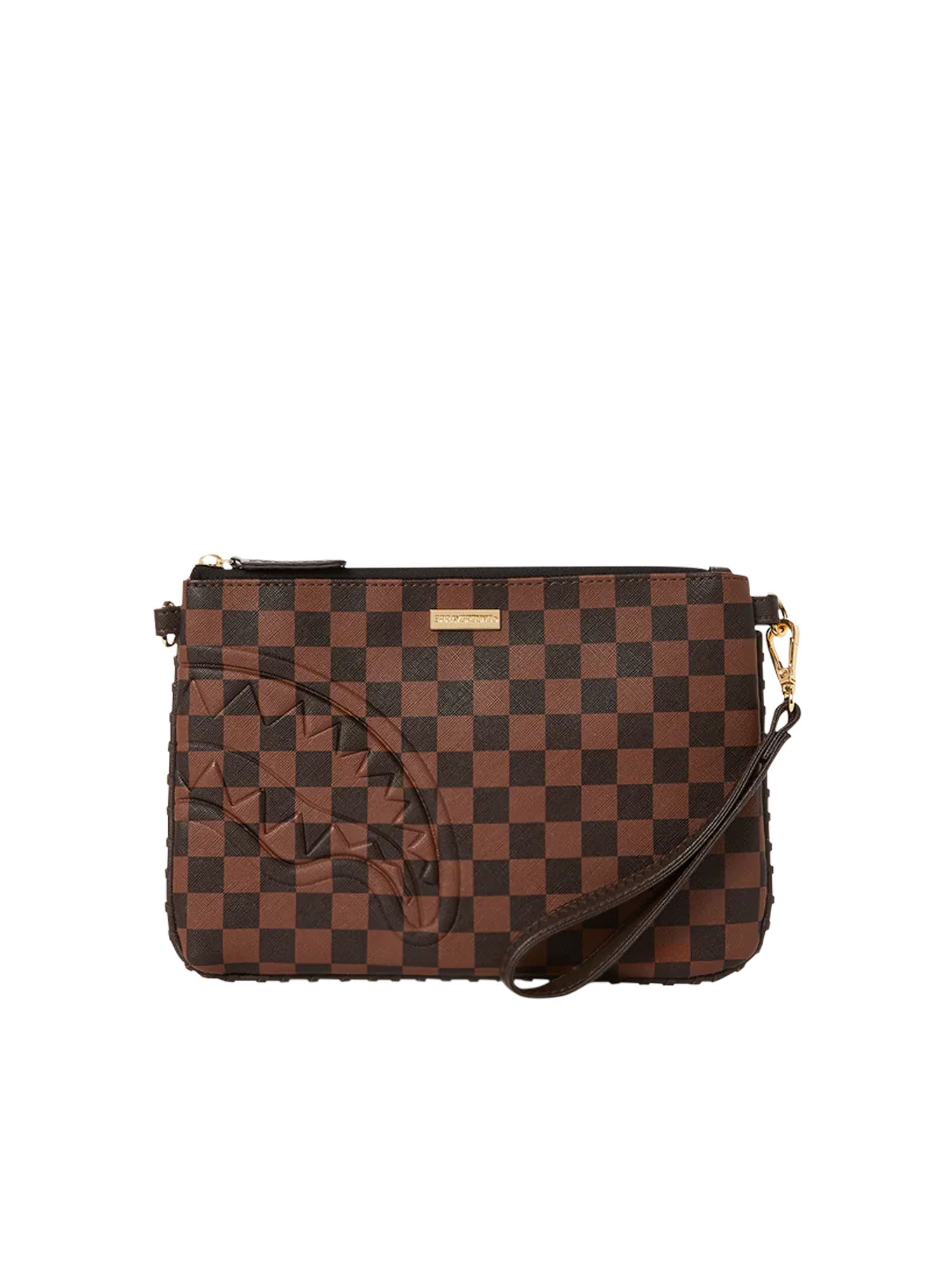 Sprayground Core Emboss Check Pochette Marrone