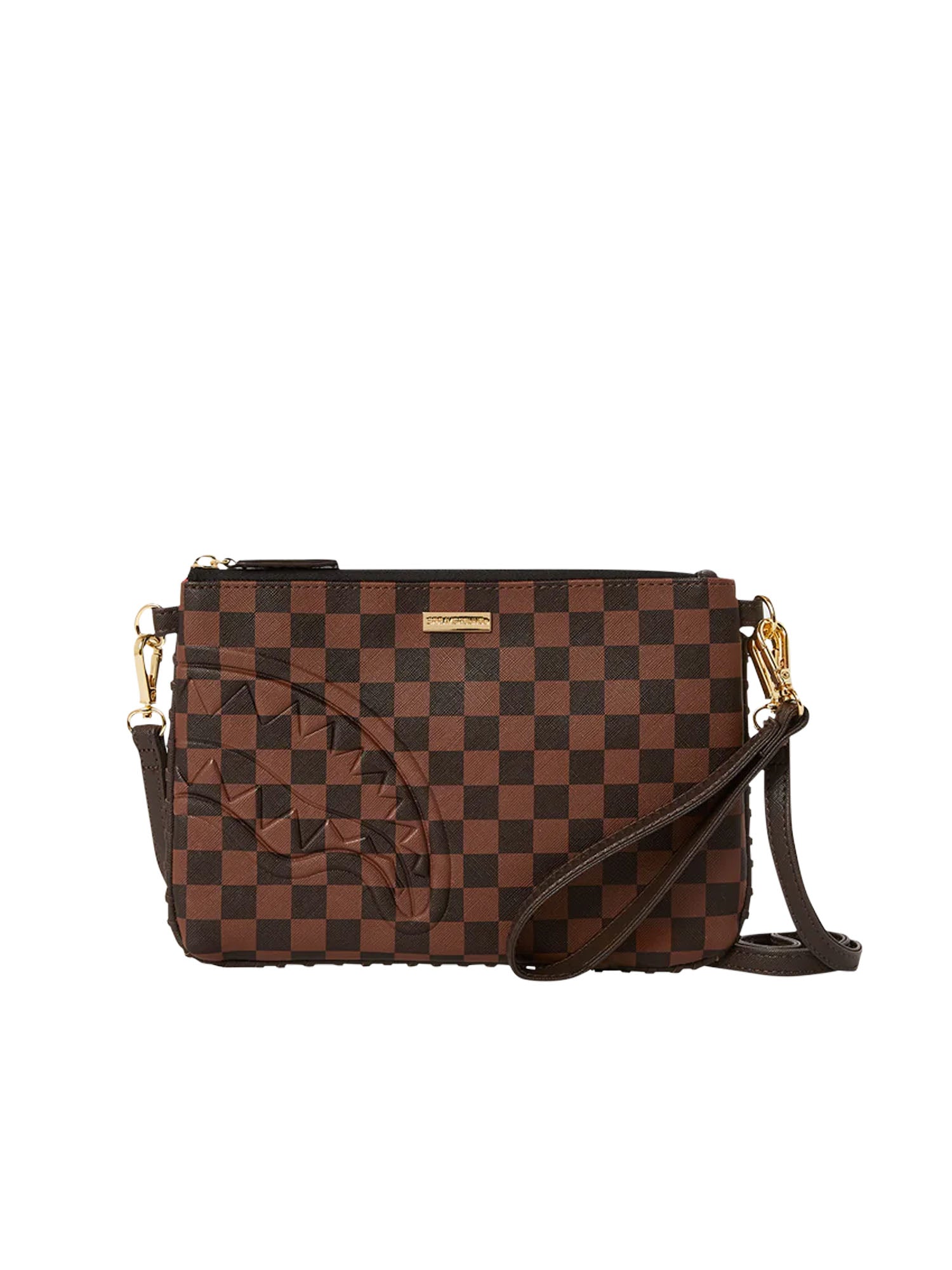 Sprayground Core Emboss Check Pochette Marrone