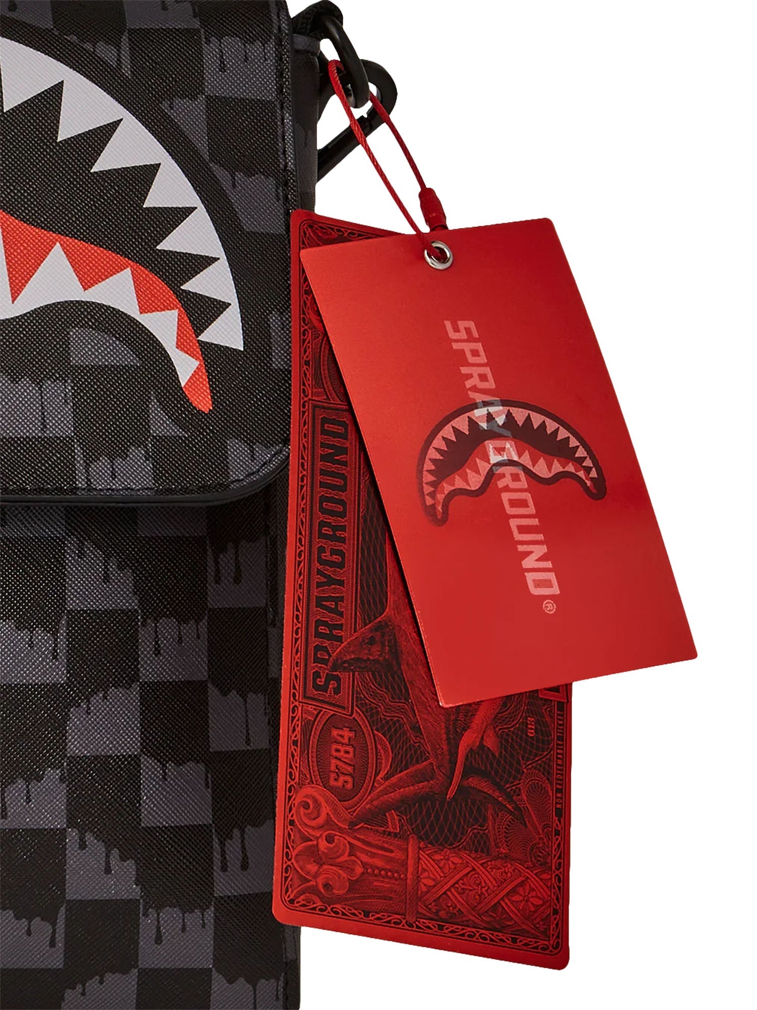 Sprayground Drip Check Shark Messenger Sling Nero