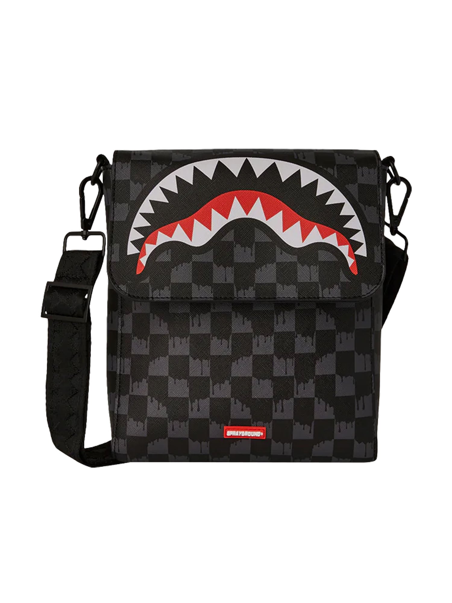 Sprayground Drip Check Shark Messenger Sling Nero