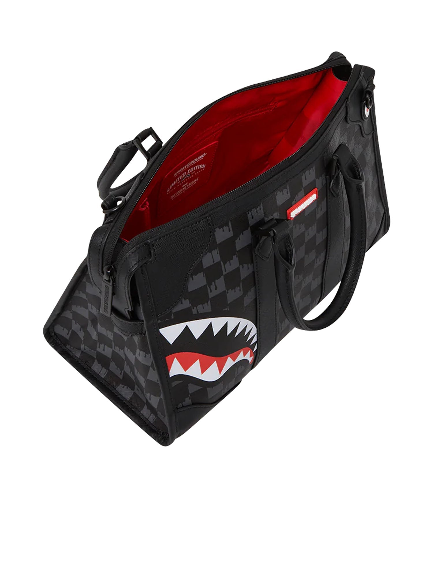 Sprayground Drip Check Shark Mini Duffle Nero