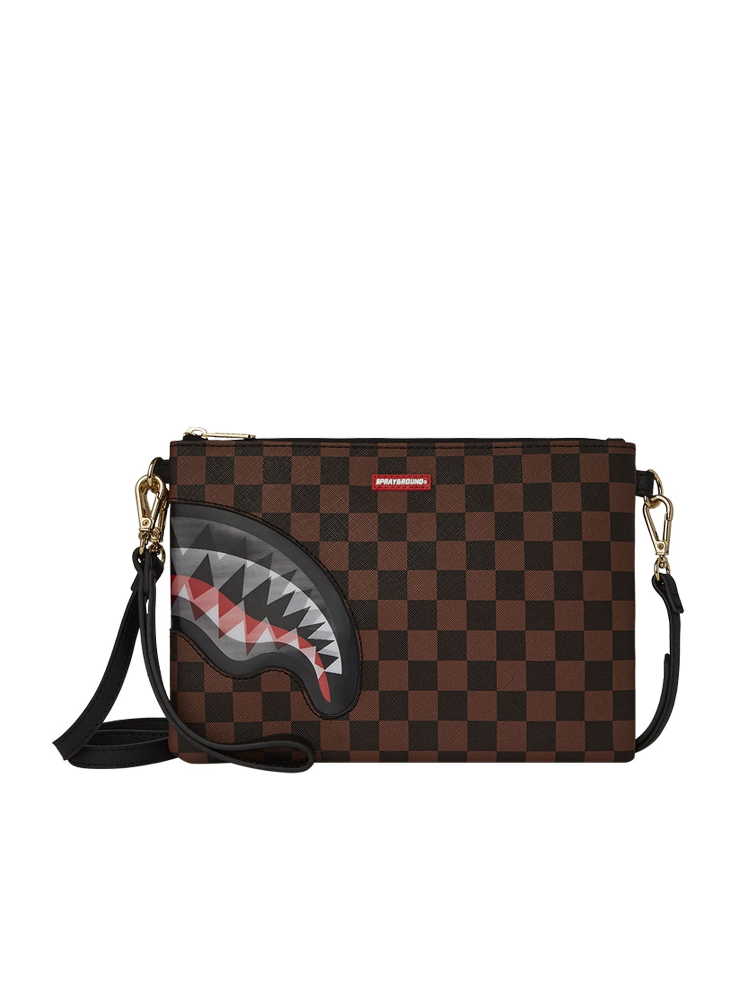 Sprayground Sip Lenticular Chomp Cross Clutch Strap Marrone