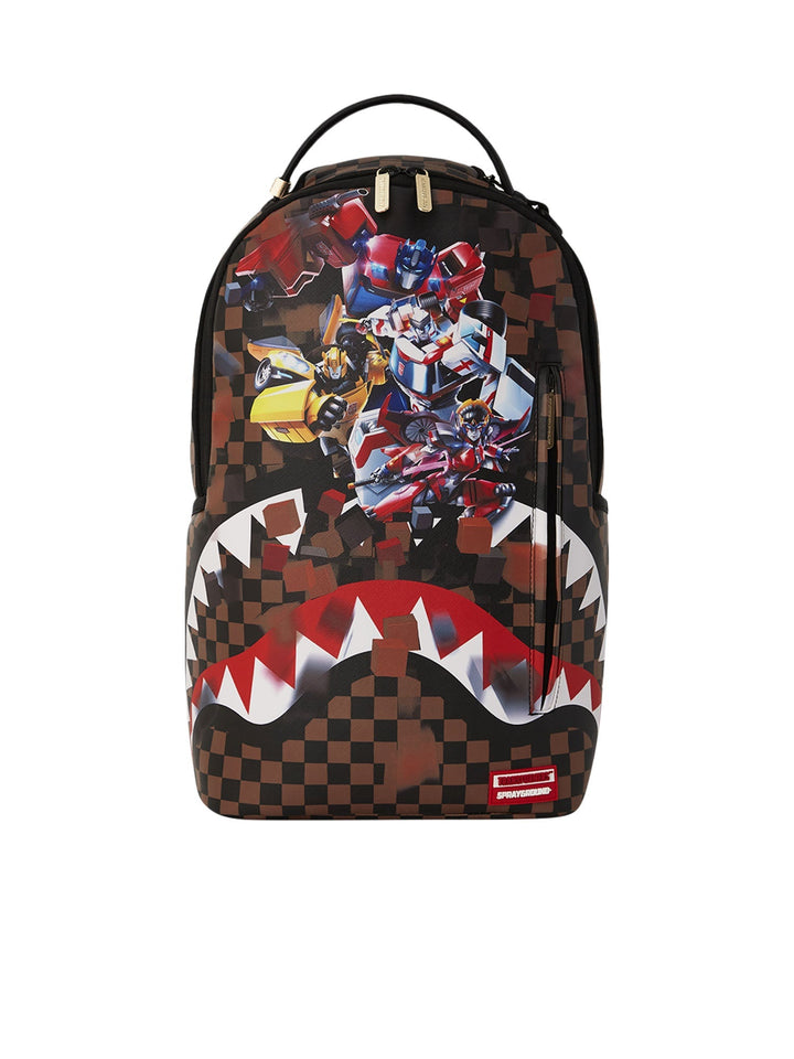 Sprayground Transformers Checkered Backpack Marrone