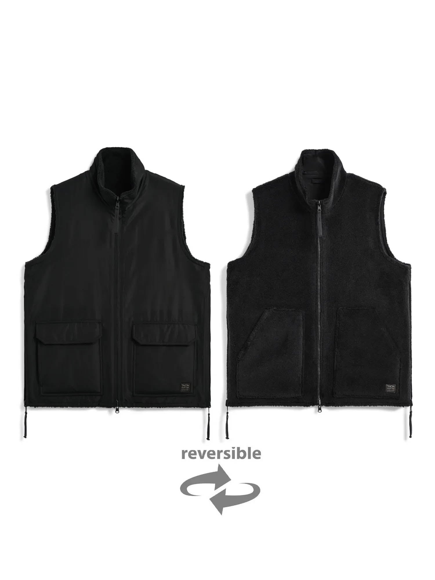 Taion Gilet boa militare reversibile a collo alto senza piume Nero