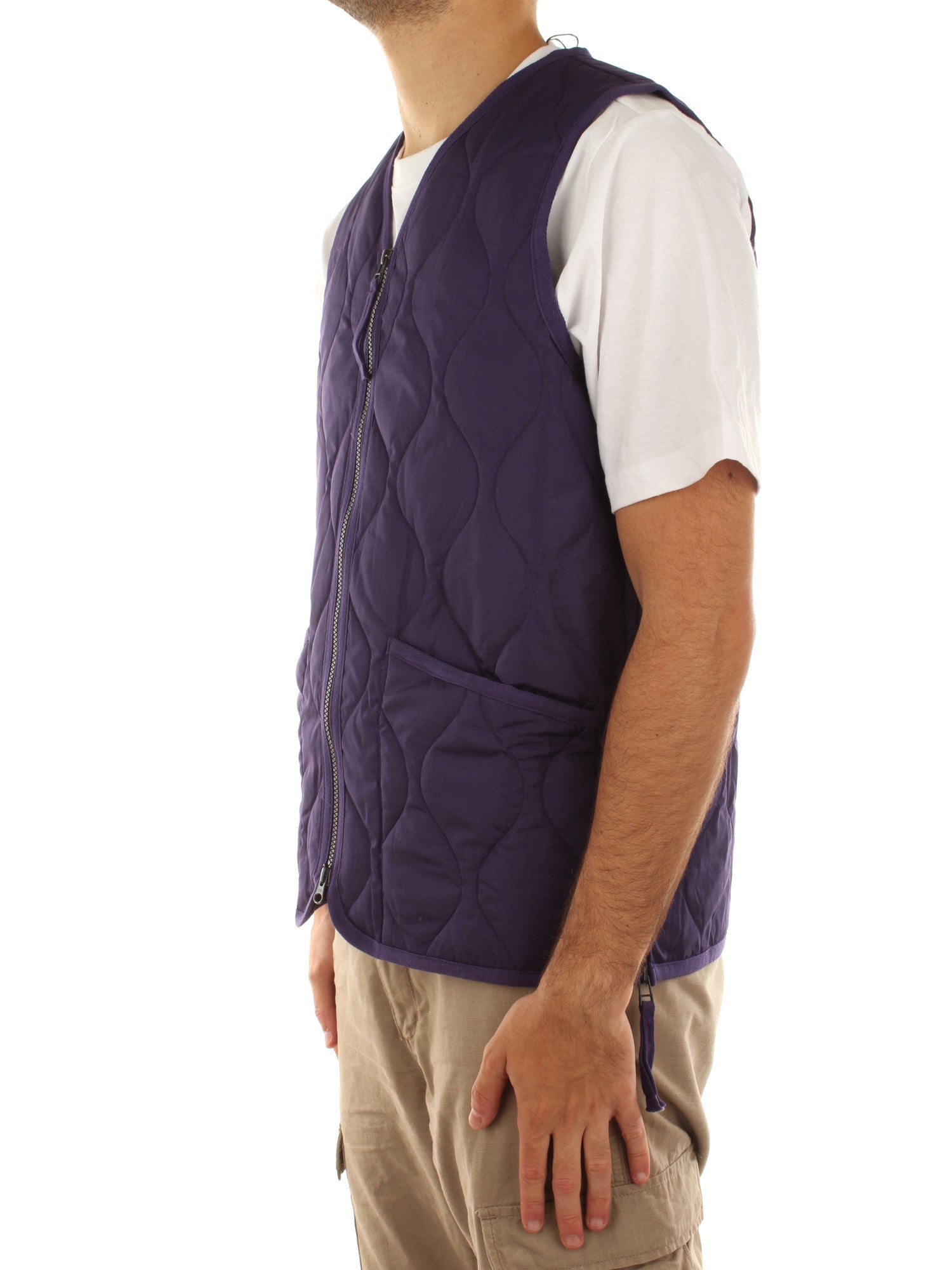 Taion Gilet militare con zip e scollo a V Viola