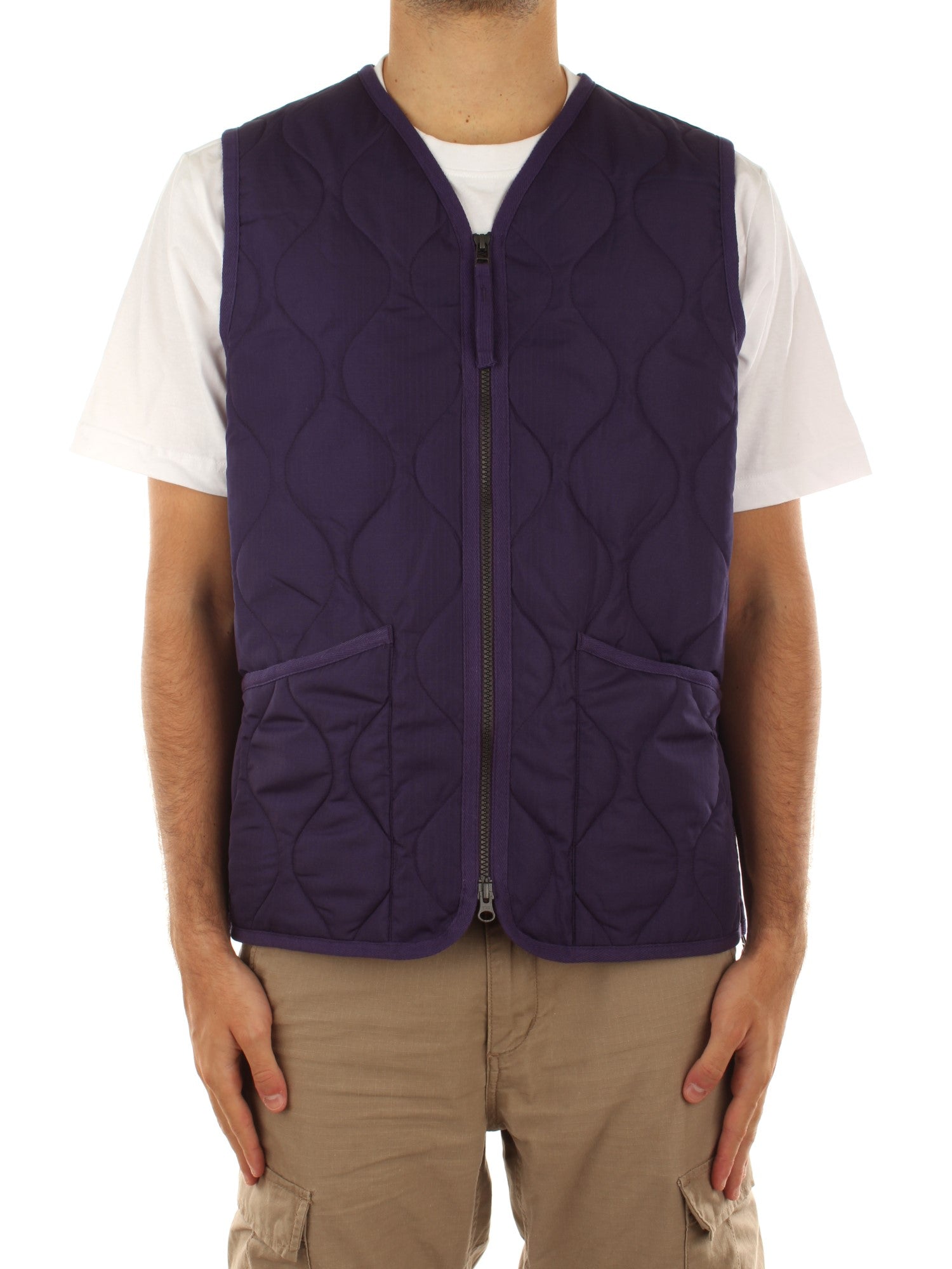 Taion Gilet militare con zip e scollo a V Viola