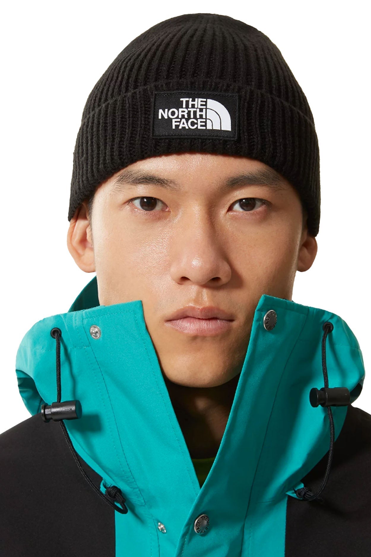 The North Face Berretto con risvolto e logo box TNF Nero