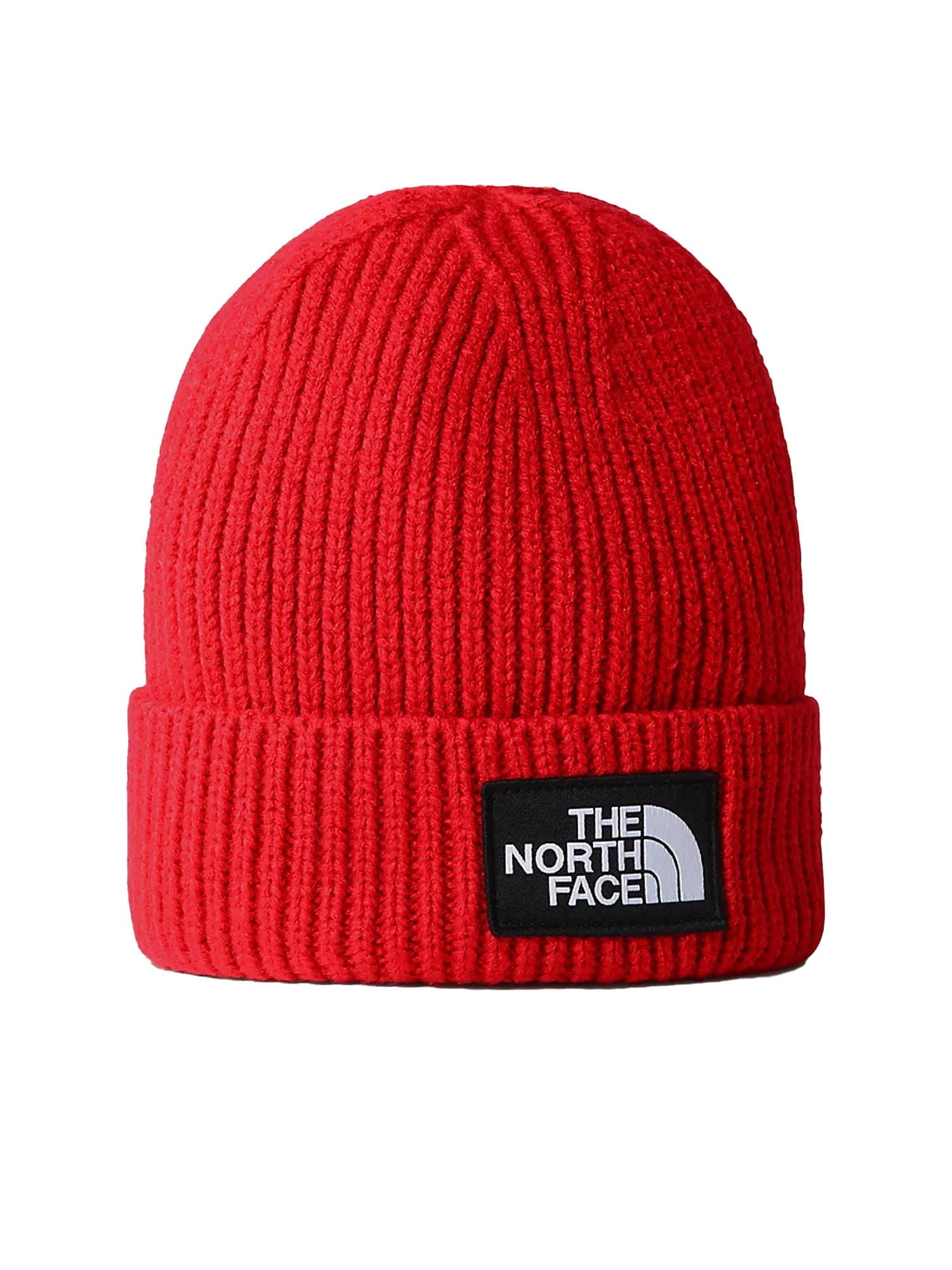 The North Face Berretto con risvolto e logo box TNF Rosso