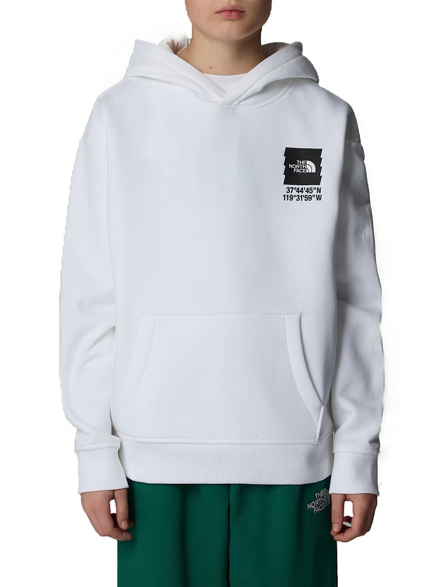 The North Face Felpa oversize con cappuccio e grafica Coordinates da ragazzo Bianco