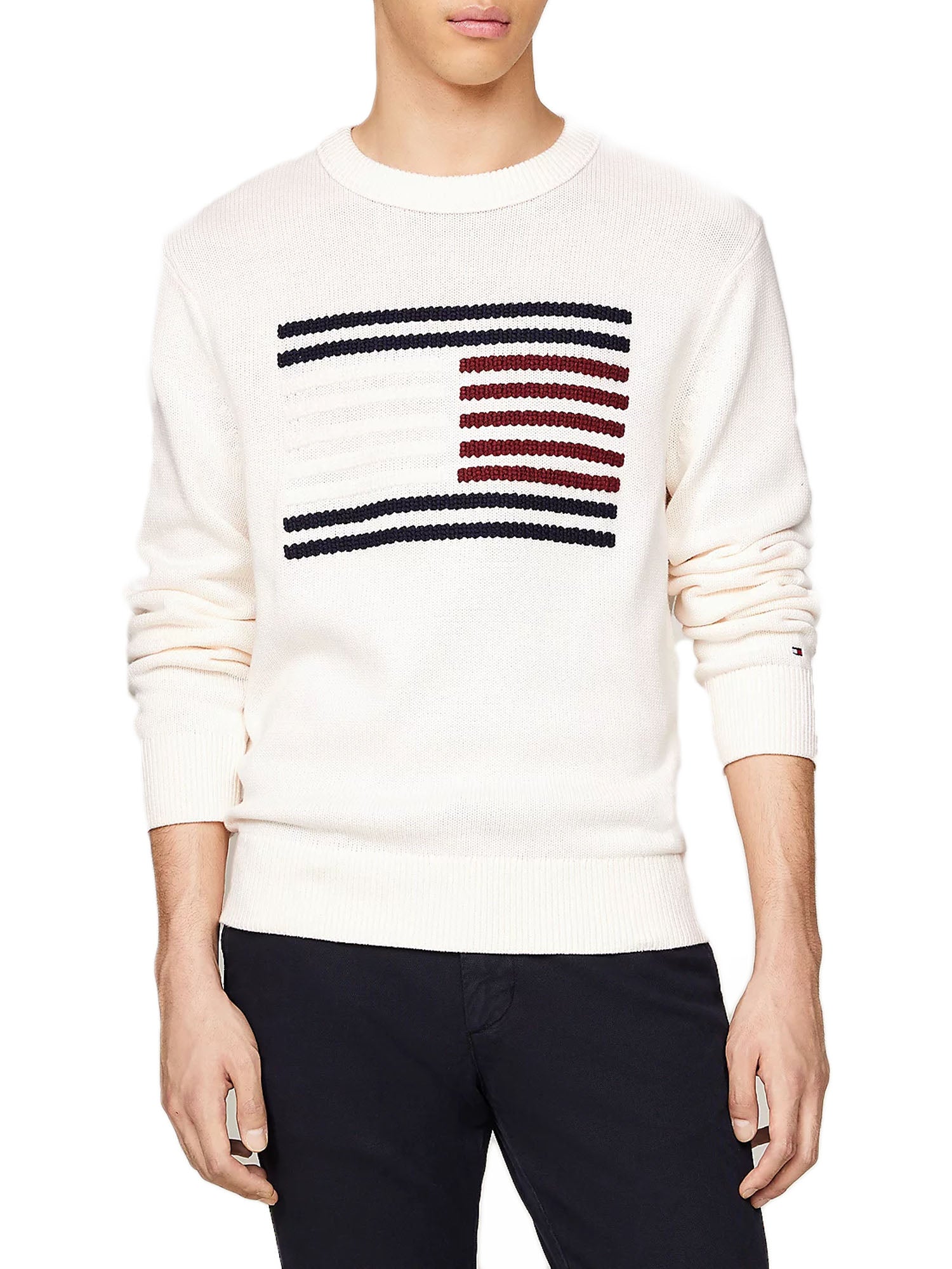 Tommy Hilfiger Big Graphic Flag Crew Neck Bianco