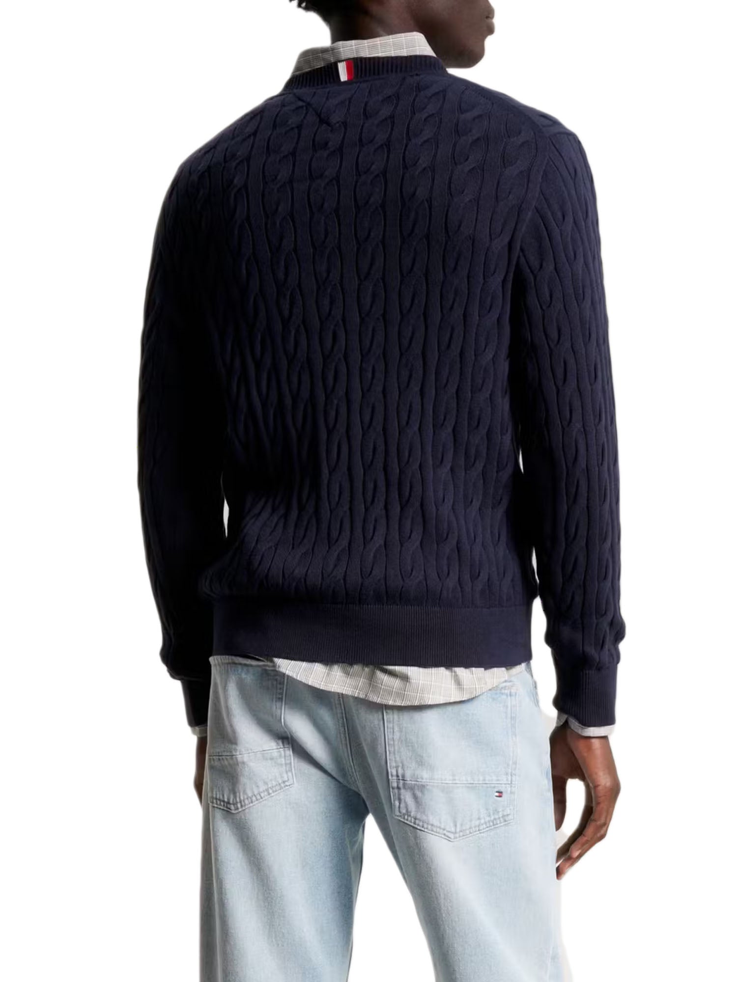 Tommy Hilfiger Classic Cotton Cable Crew Neck Blu