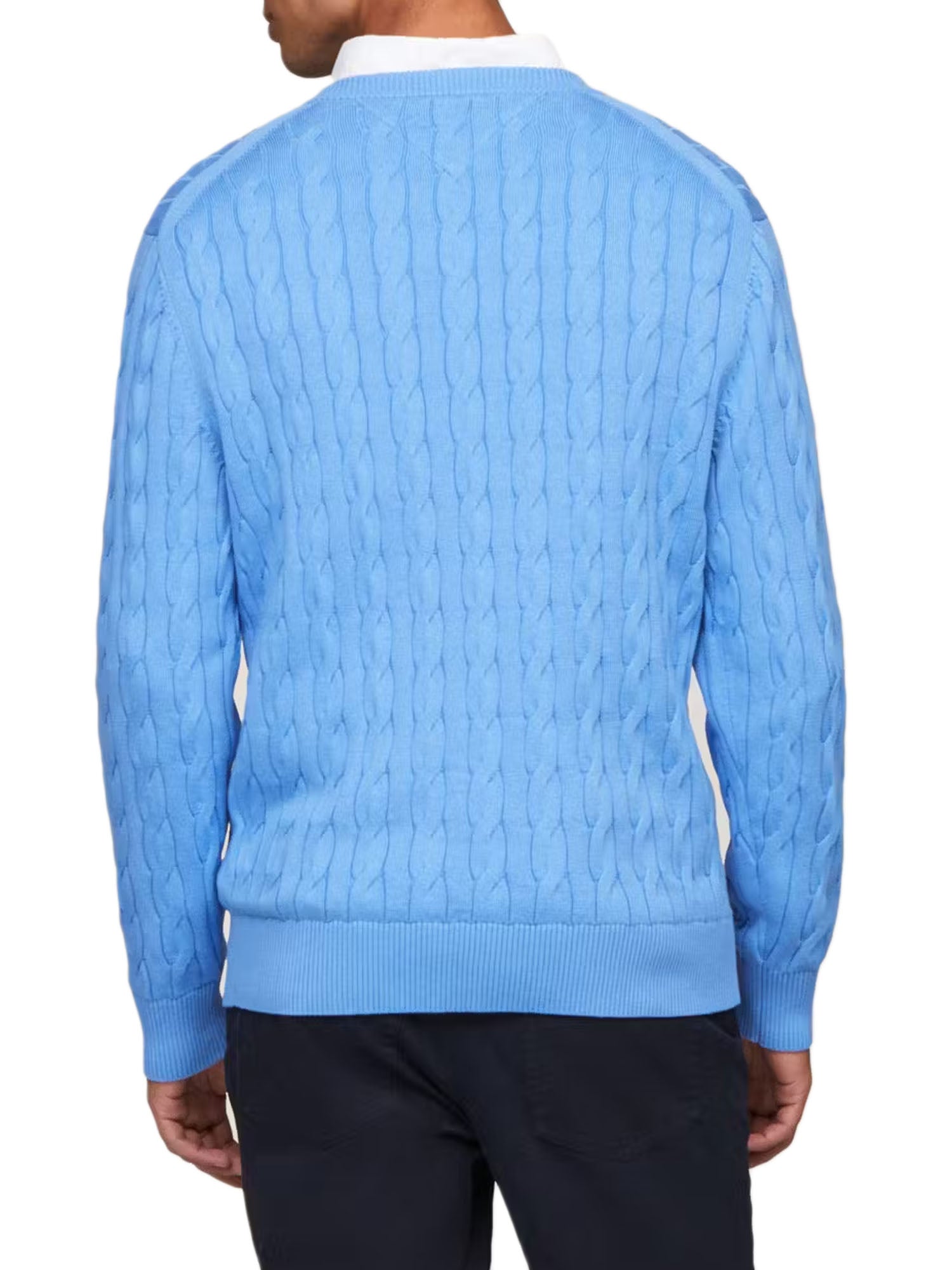 Tommy Hilfiger Classic Cotton Cable Crew Neck Blu