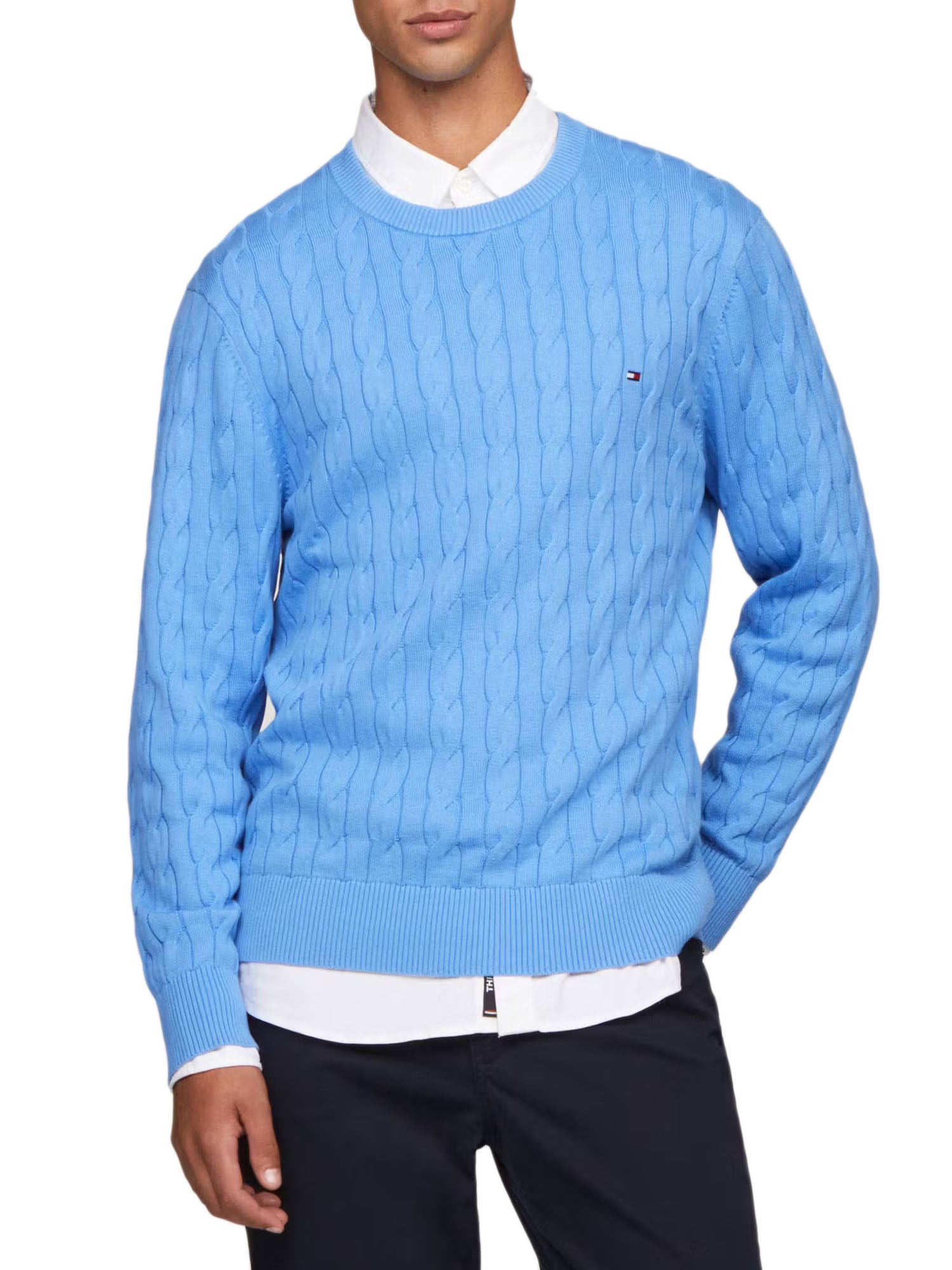 Classic Cotton Cable Crew Neck