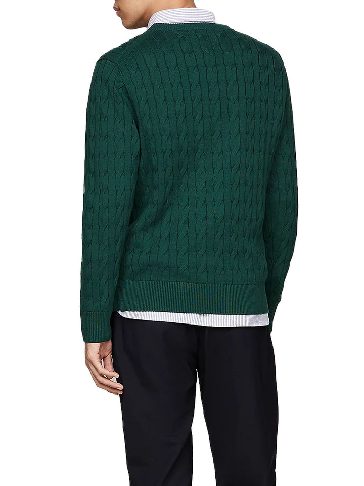 Tommy Hilfiger Classic Cotton Cable Crew Neck Verde