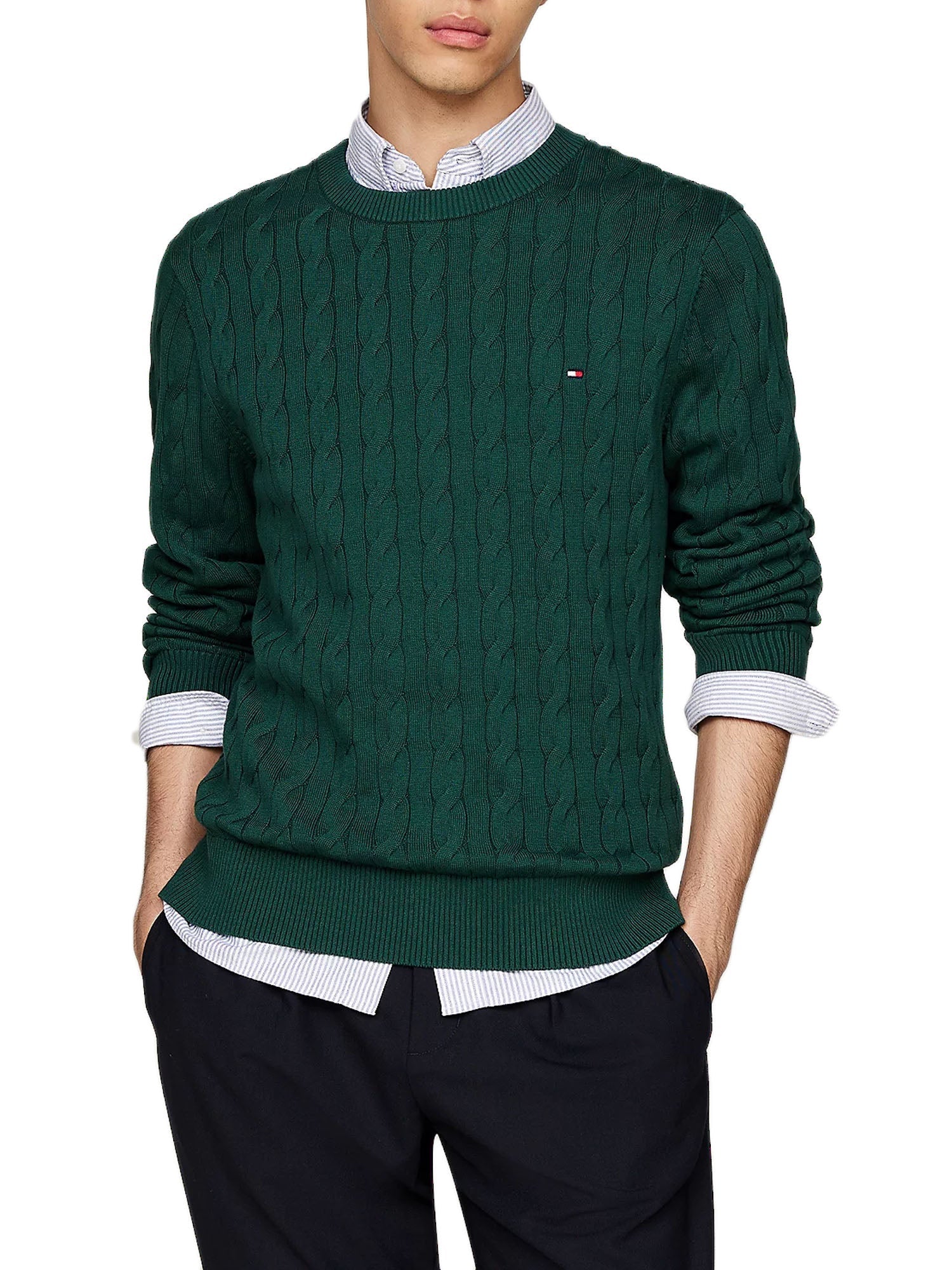 Classic Cotton Cable Crew Neck