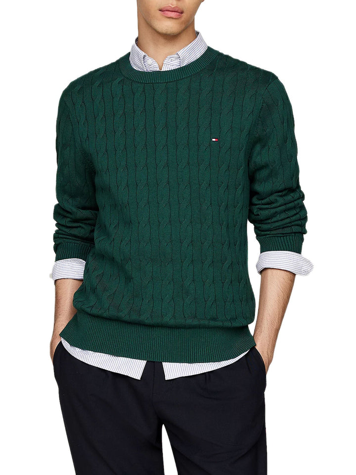 Tommy Hilfiger Classic Cotton Cable Crew Neck Verde