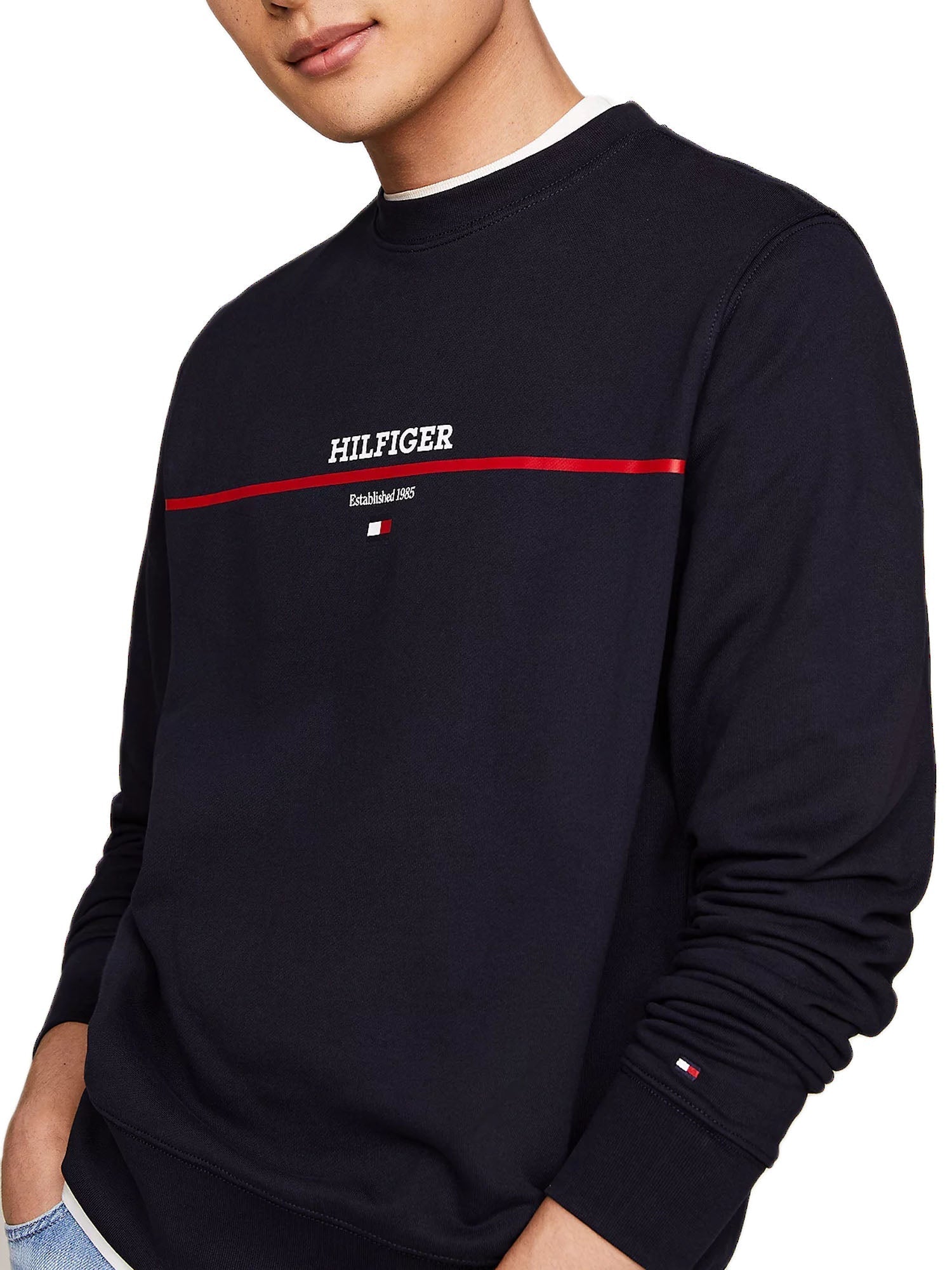 Tommy Hilfiger Hilfiger Stripe Terry Sweatshirt Blu