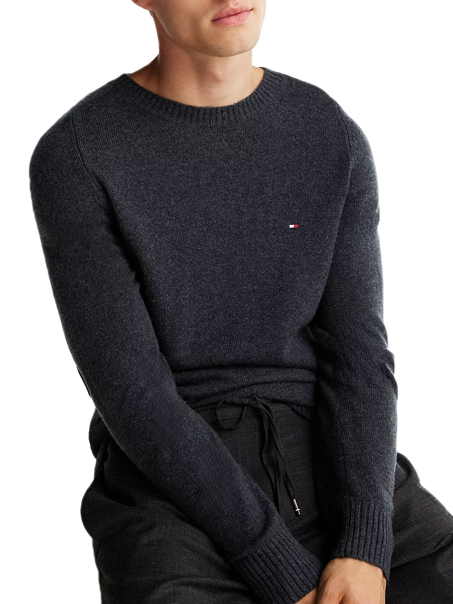 Tommy Hilfiger Lambswool Crew Neck Grigio