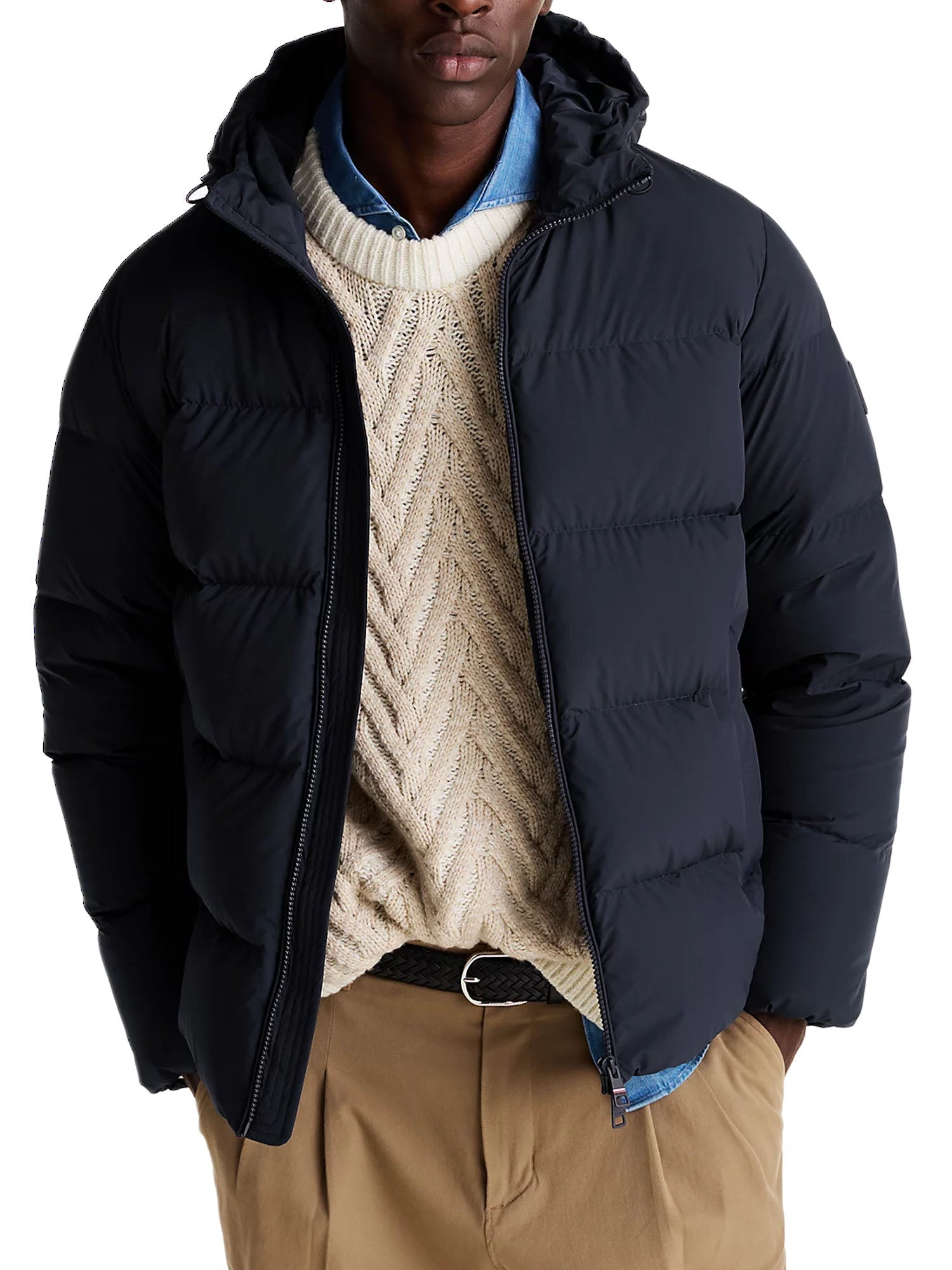 Tommy Hilfiger Mix Down Hooded Puffer Jacket Blu