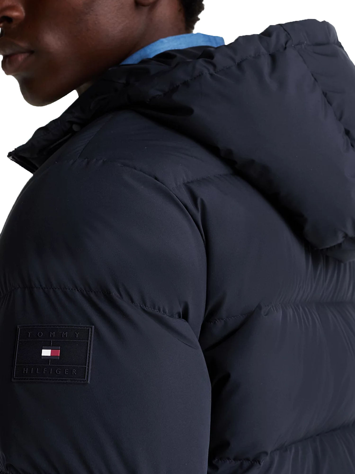 Tommy Hilfiger Mix Down Hooded Puffer Jacket Blu