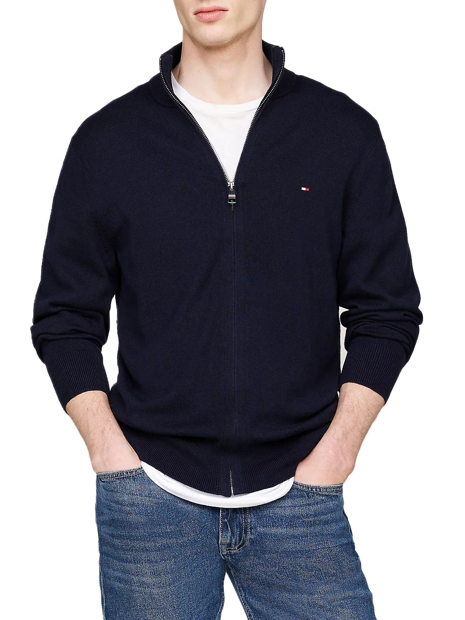 Tommy Hilfiger Pima Org Ctn Cashmere Zip Blu