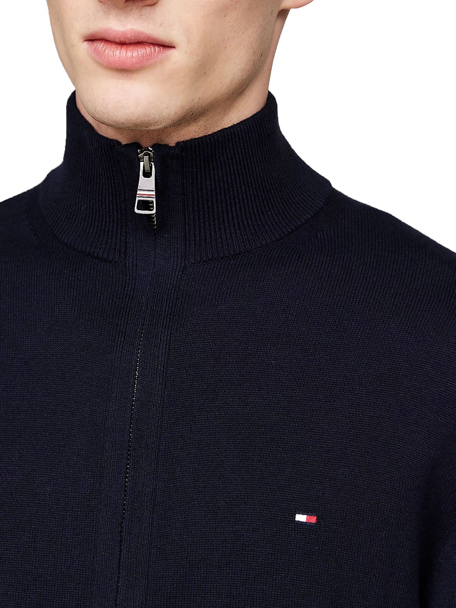 Tommy Hilfiger Pima Org Ctn Cashmere Zip Blu