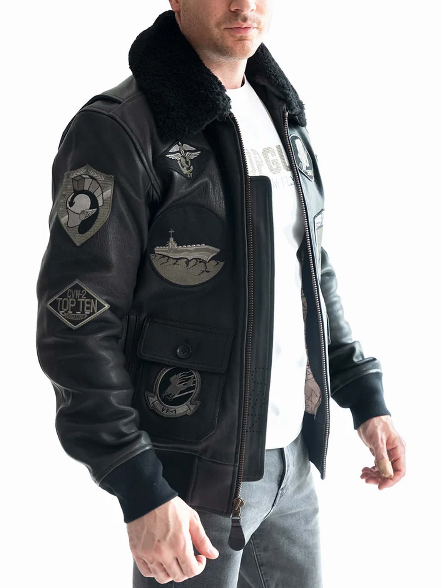 Top Gun Top Gun® Official Signature Series Leather Jacket 1.0 Marrone