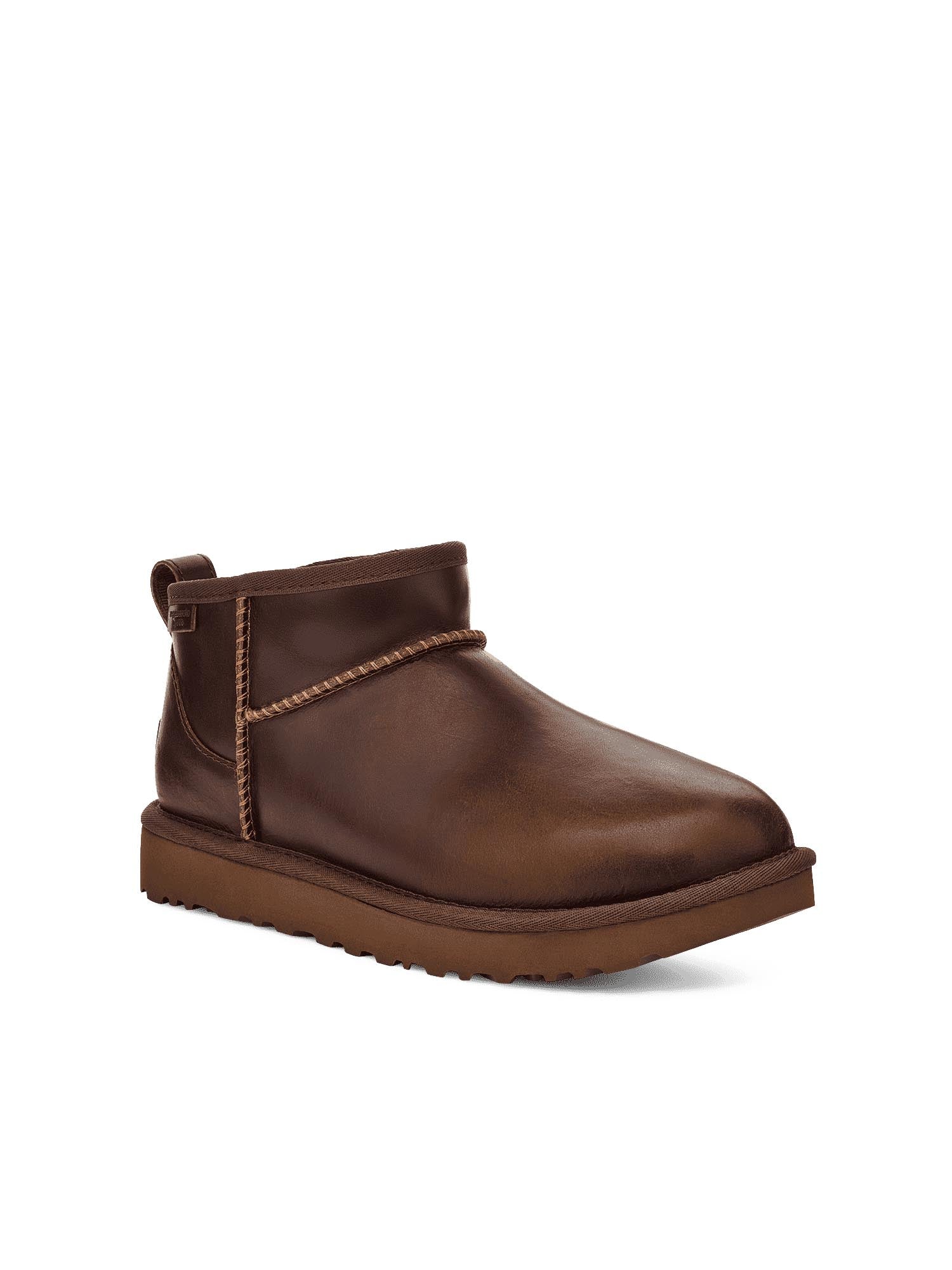 Ugg Stivali Classic Ultra Mini Leather Regenerate Donna Marrone